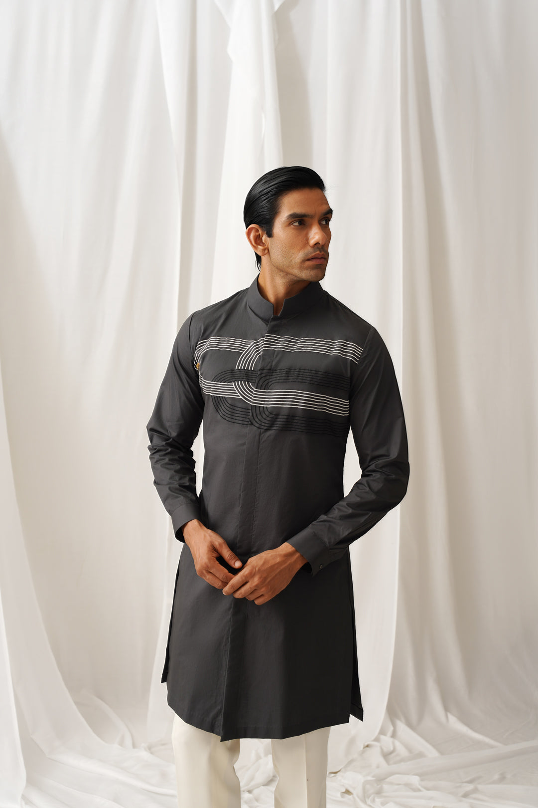 Charcoal Emb Kurta