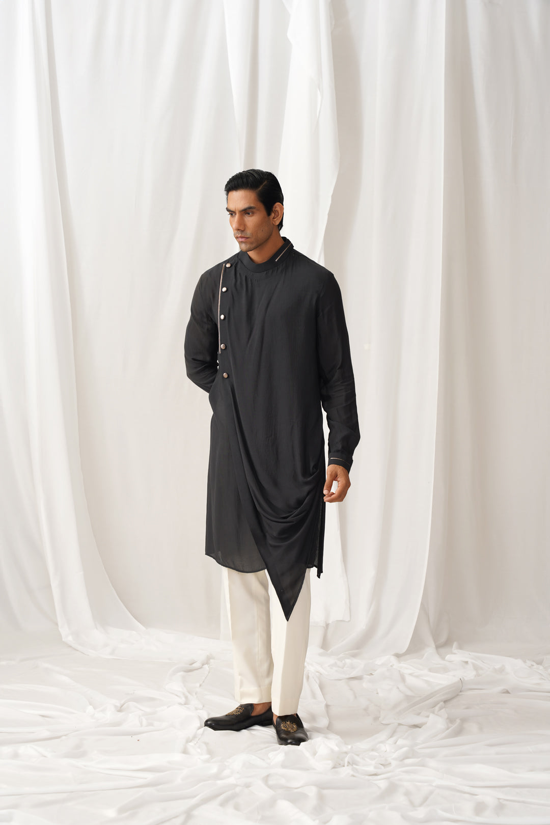 Draped Noir Kurta