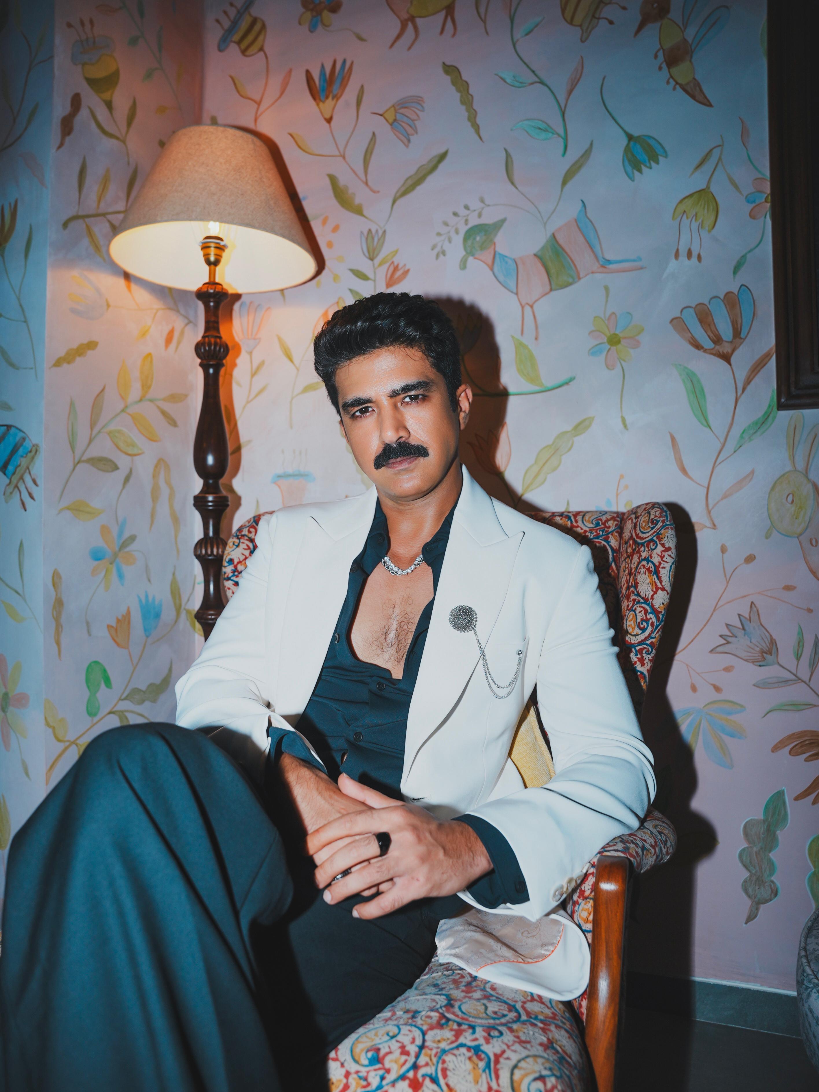 Saqib Saleem in White Tuxedo Jacket