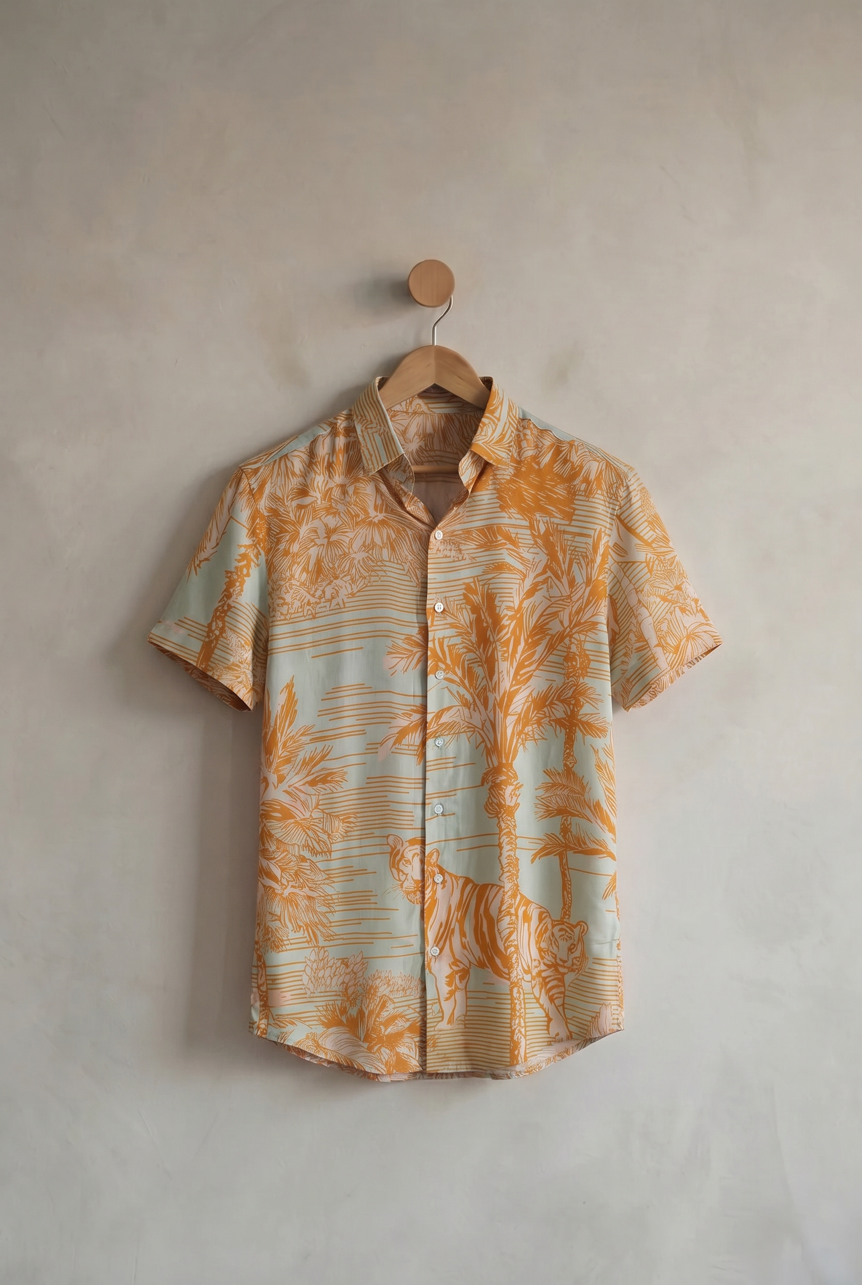 Terra Gold | Men's Printed Cotton-Linen Shirt