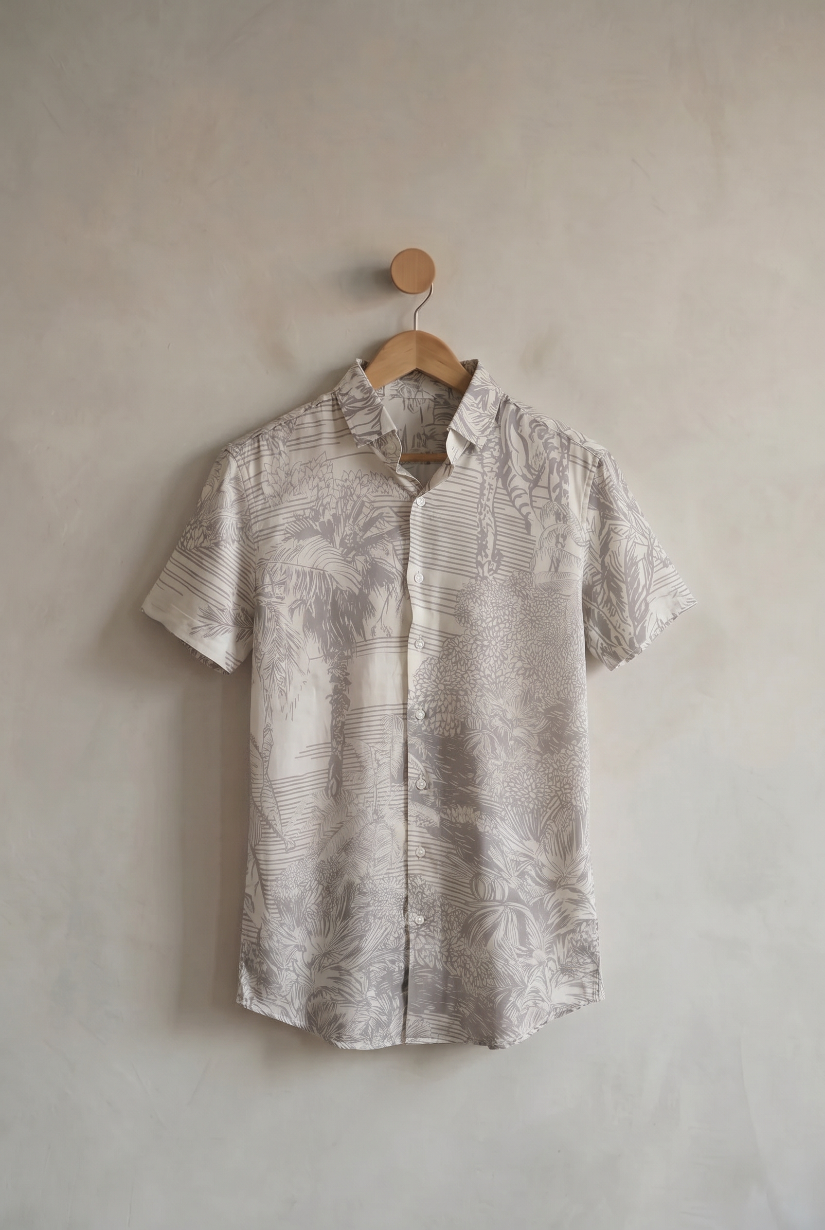 Terra Grey | Men's Printed Cotton-Linen Shirt