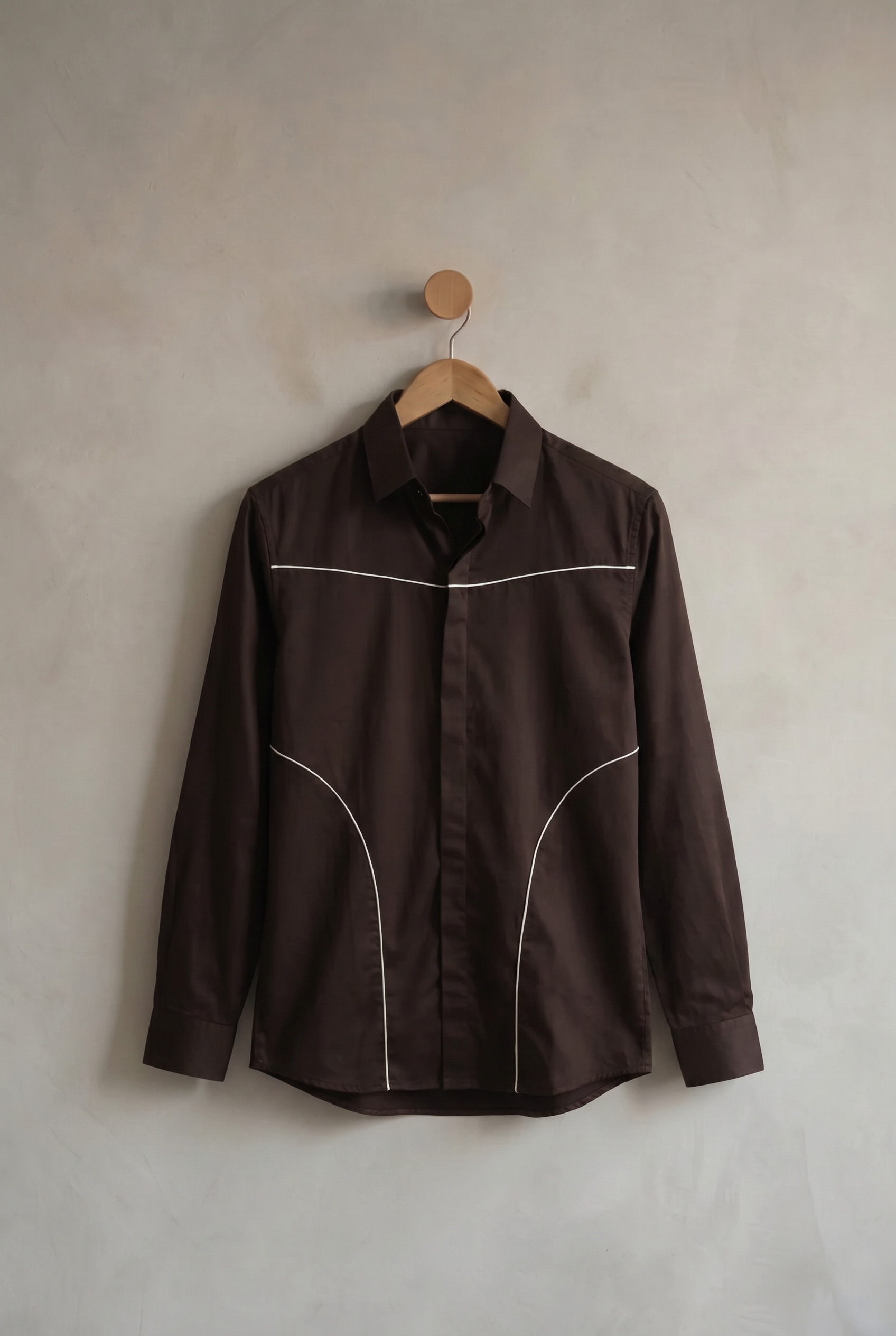 Contour Noir | Men's Brown Cotton Shirt