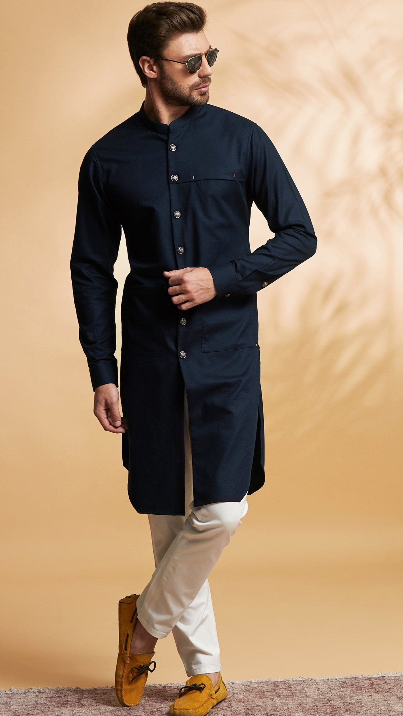 Kurta-Achkan in Navy