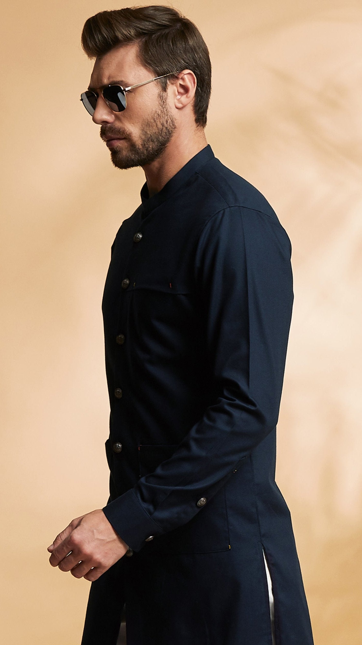 Kurta-Achkan in Navy