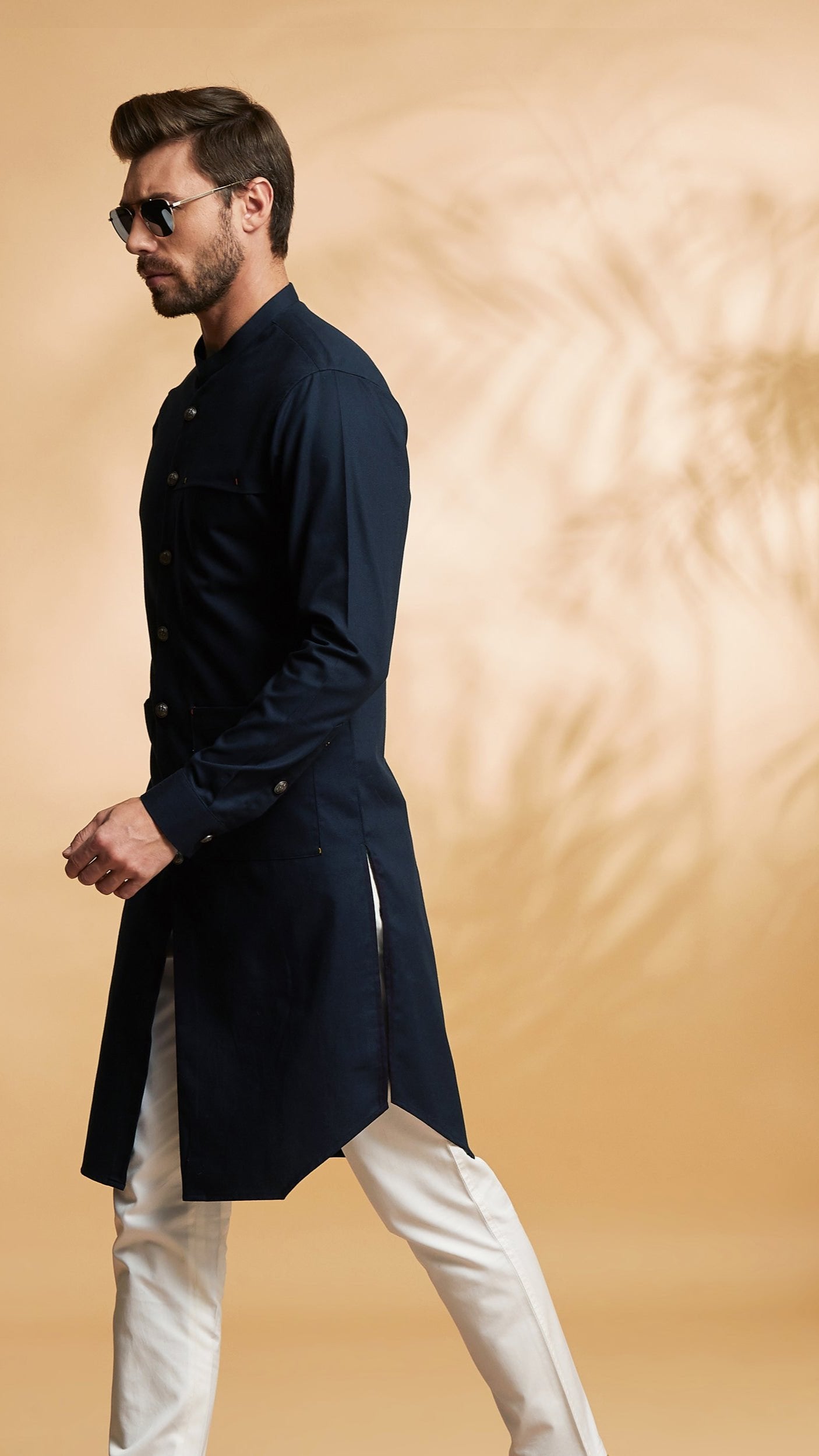 Kurta-Achkan in Navy