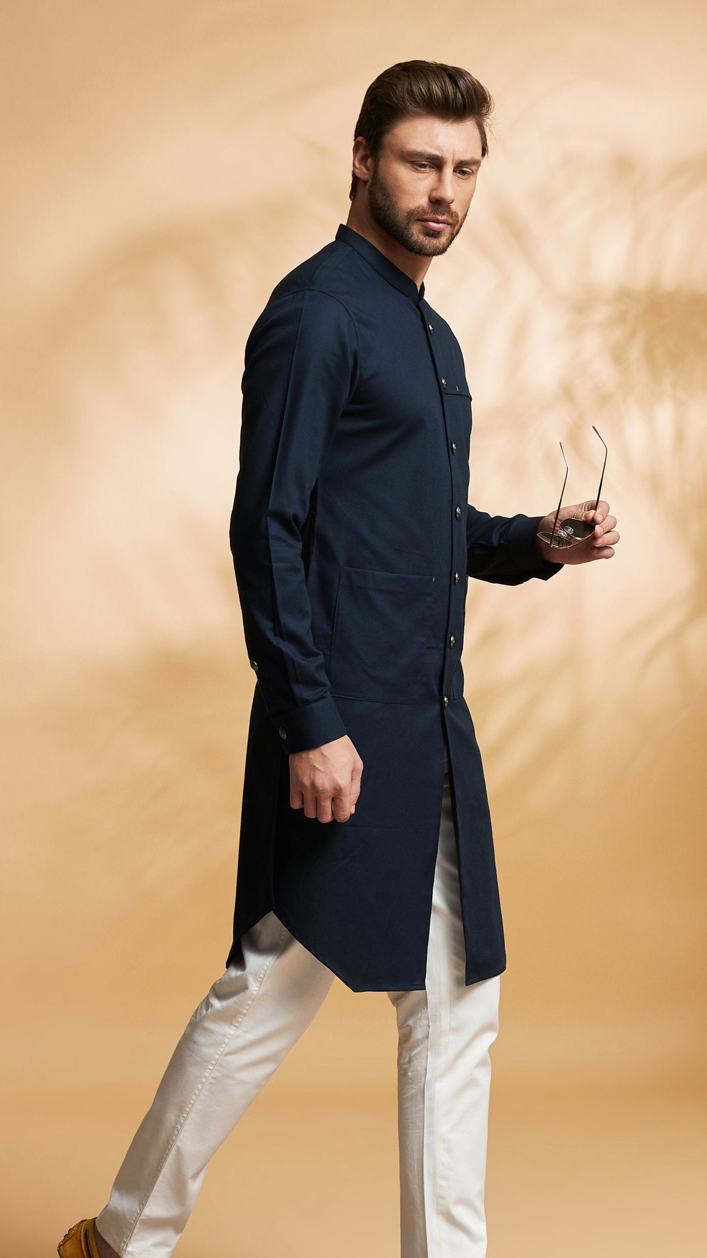 Kurta-Achkan in Navy