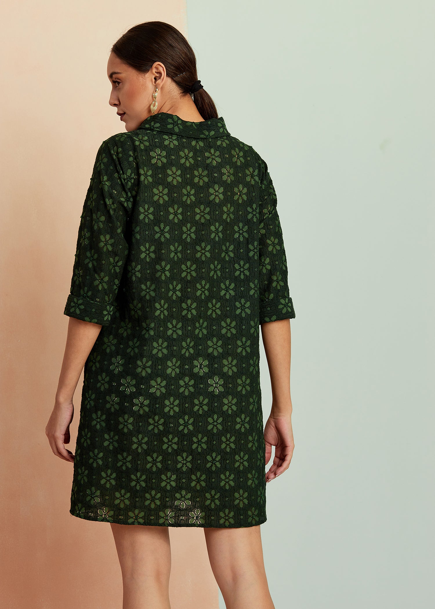 Emerald Green Schiffli Dress