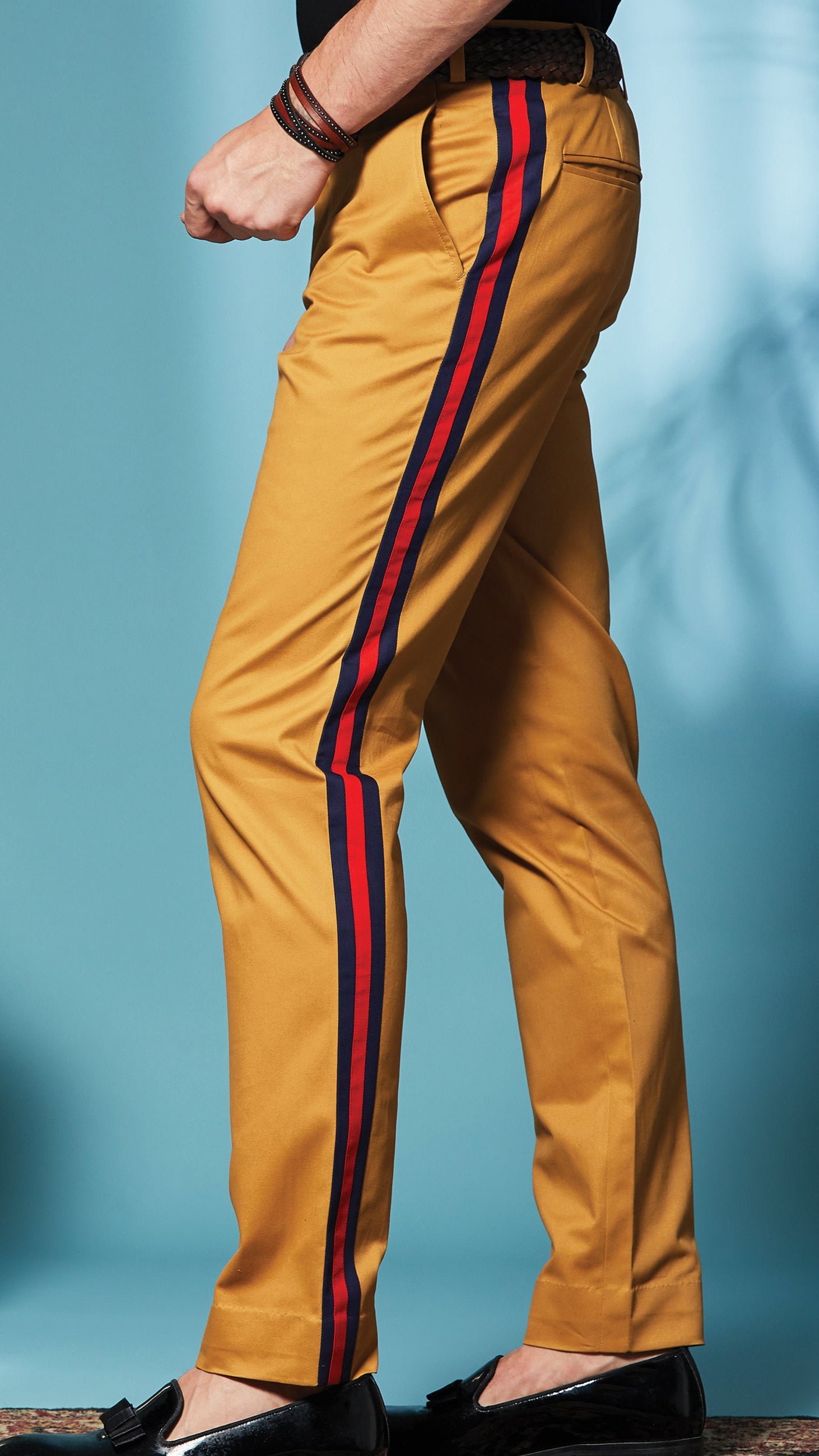 Tan Taping Stretch Trousers