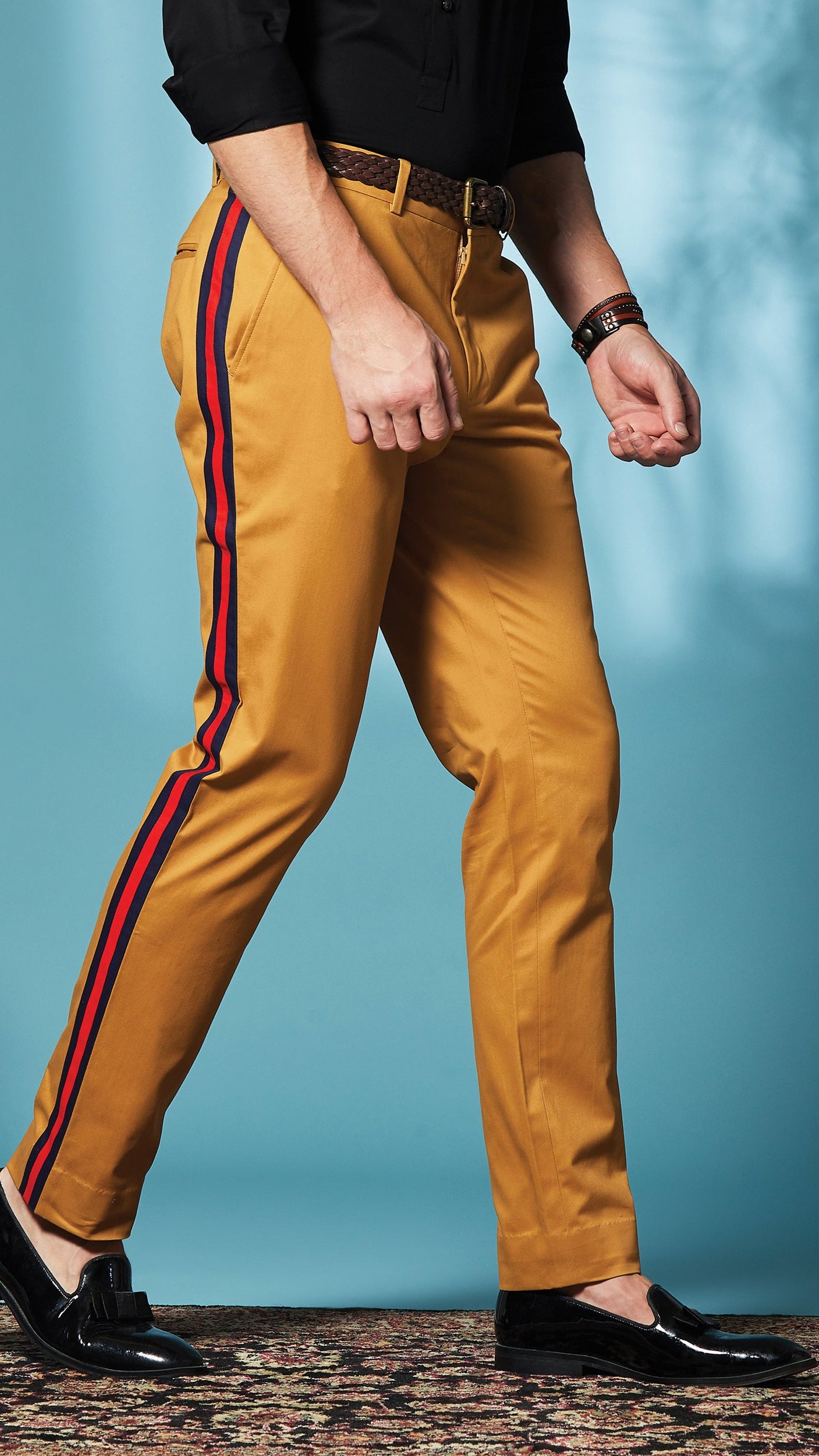 Tan Taping Stretch Trousers