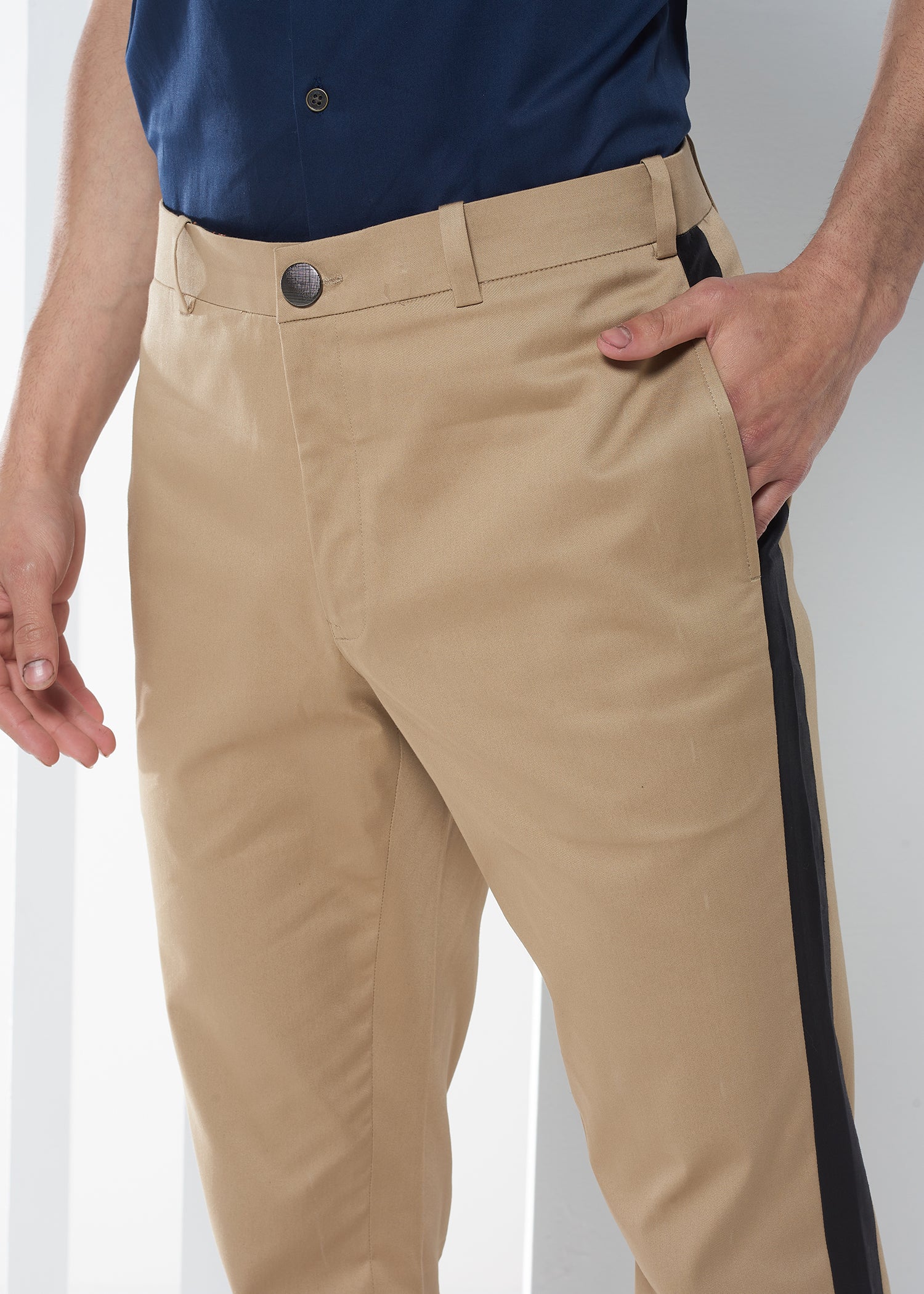 Beige Twill Peached Trousers