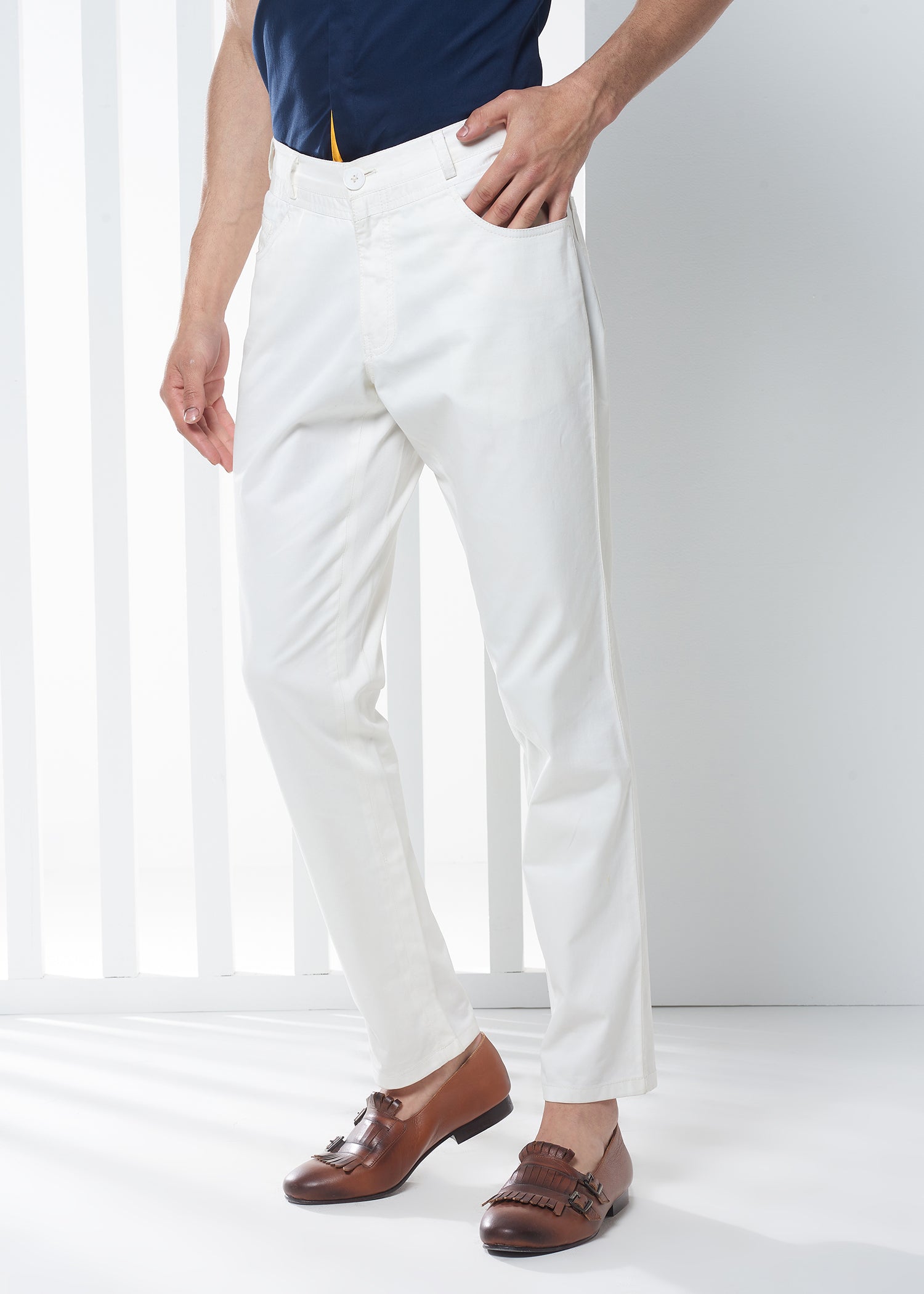 Classic Ivory Cotton Trouser