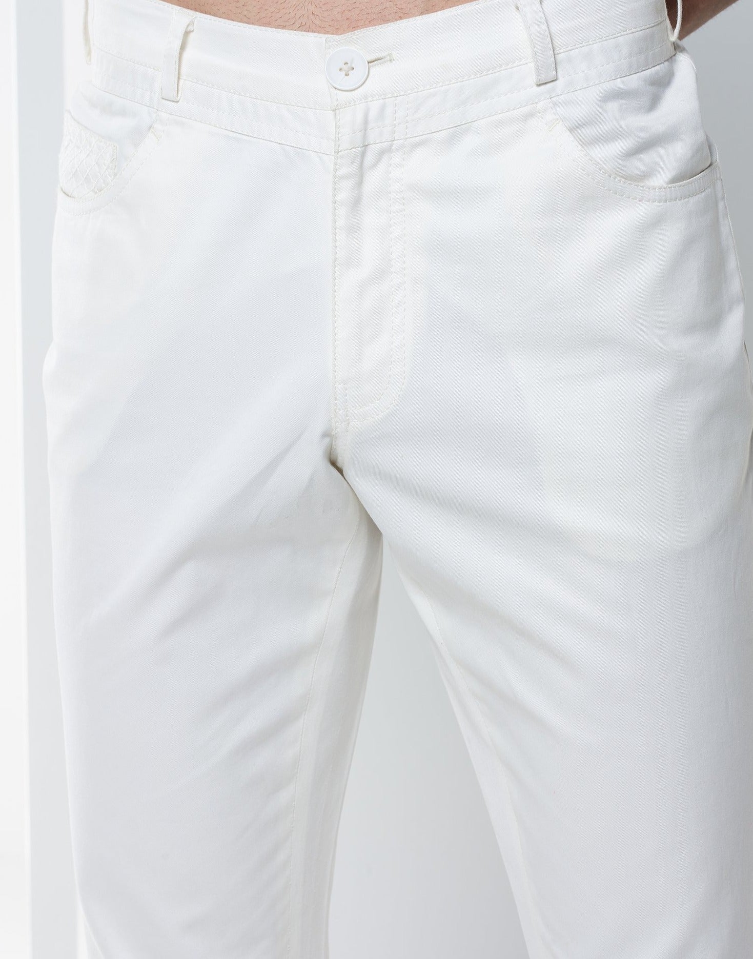 Classic Ivory Cotton Trouser