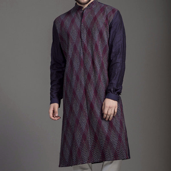 Navy Textured Kurta