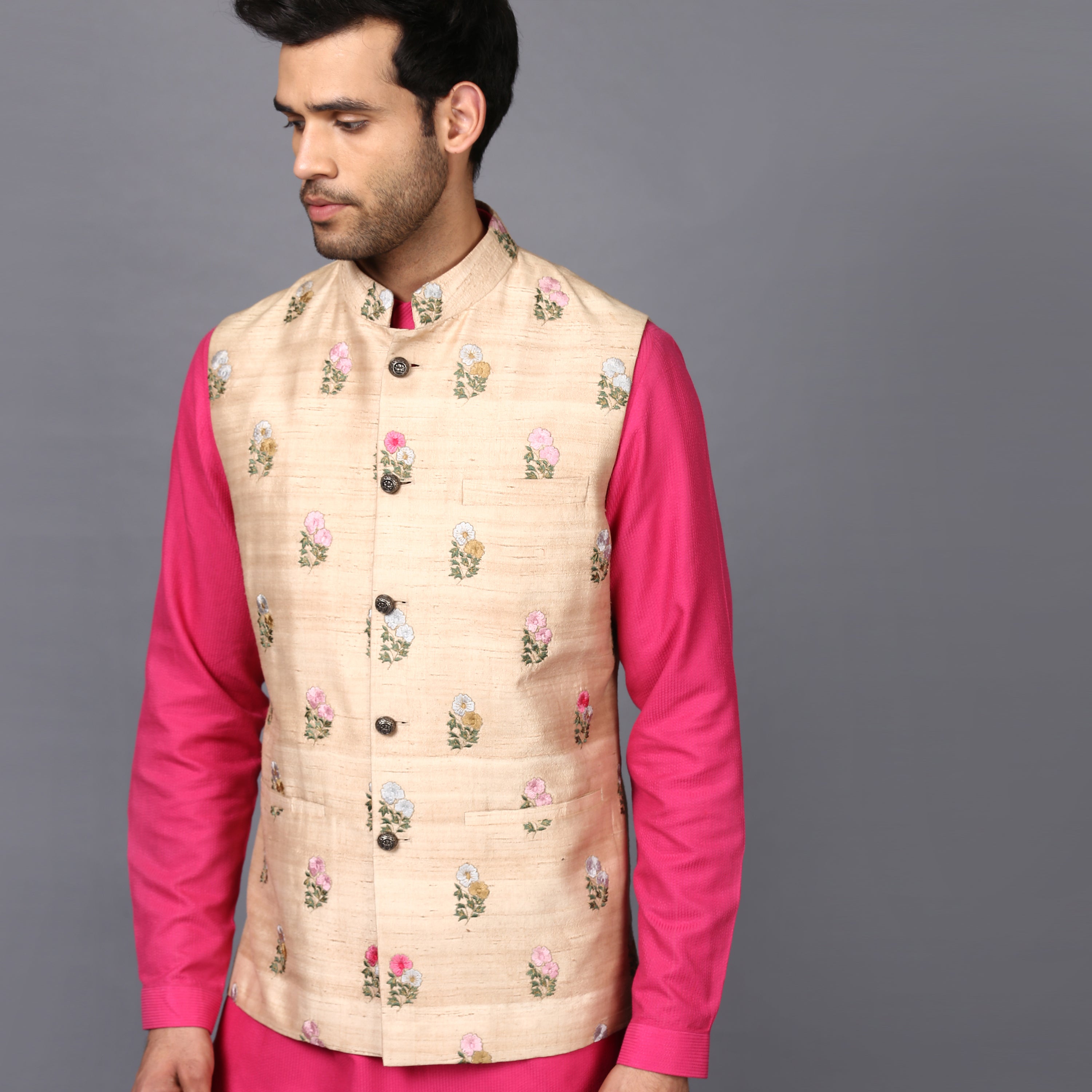 Classic Floral Embroidered Nehru Jacket
