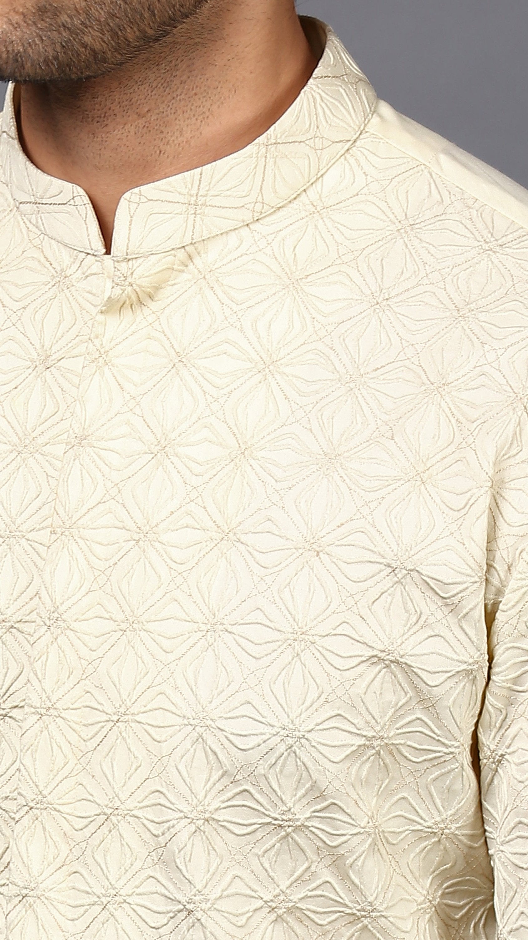 DOUBLE NEEDLE IVORY KURTA