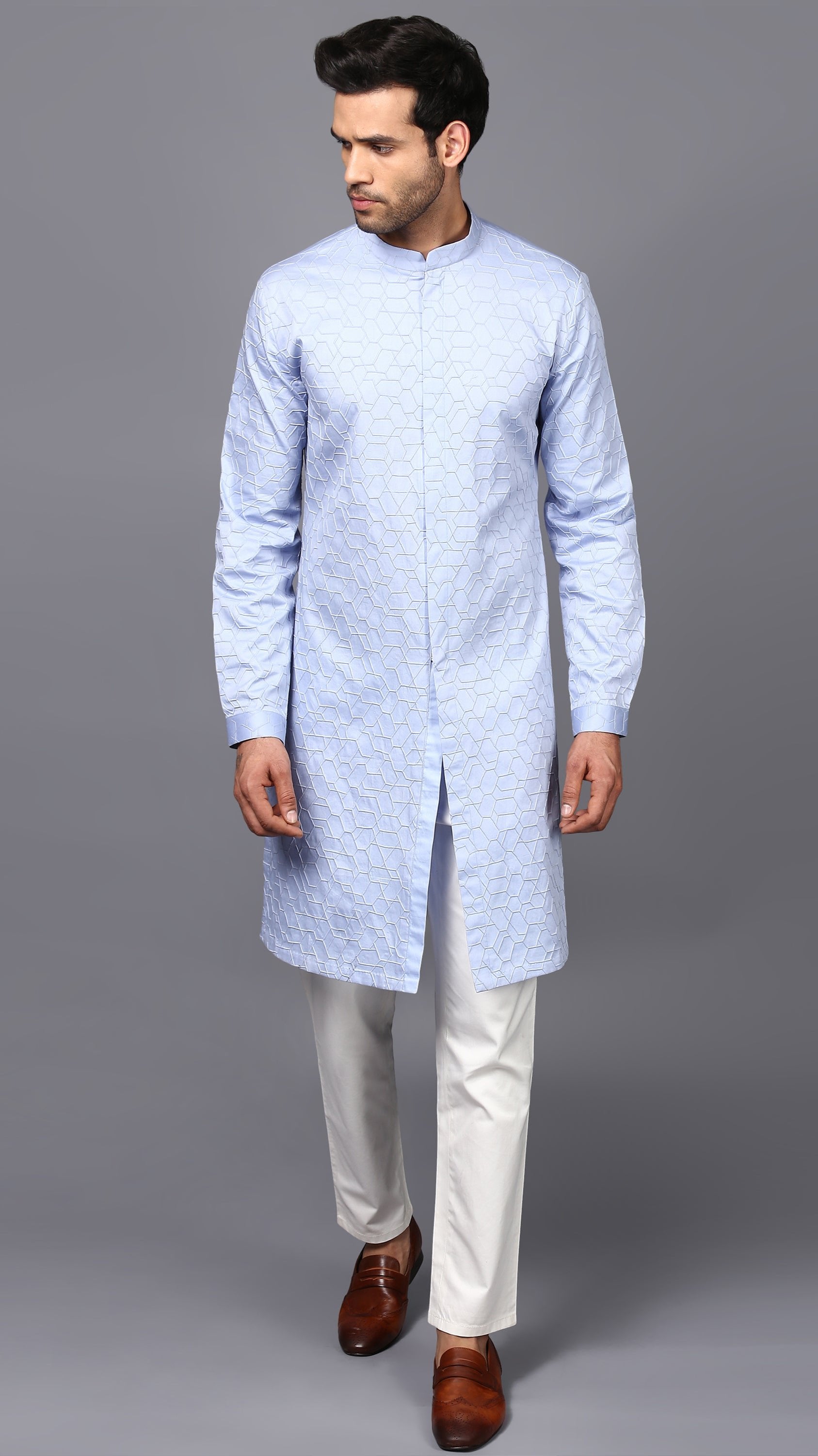 DOUBLE NEEDLE SKY KURTA