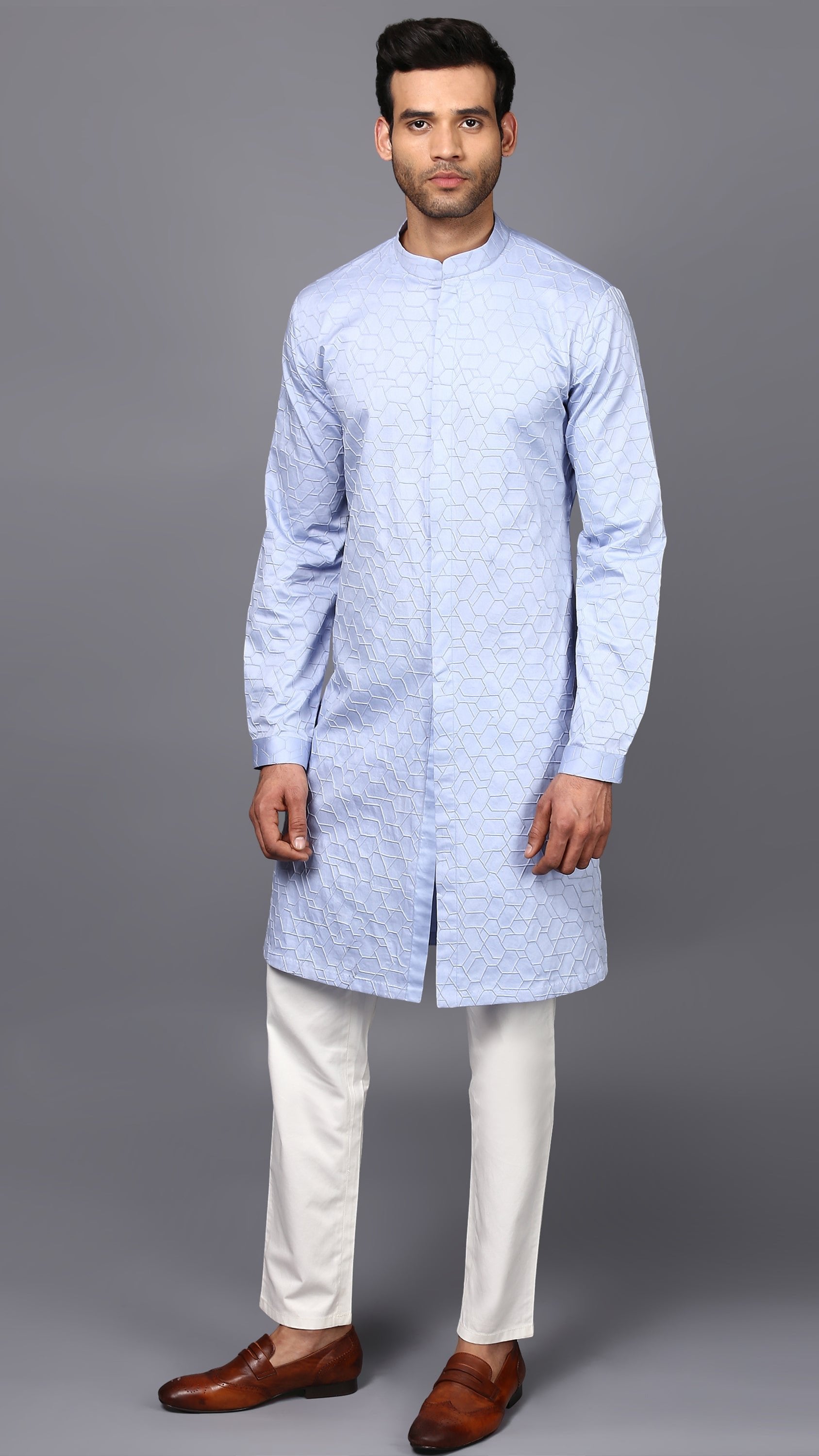 DOUBLE NEEDLE SKY KURTA