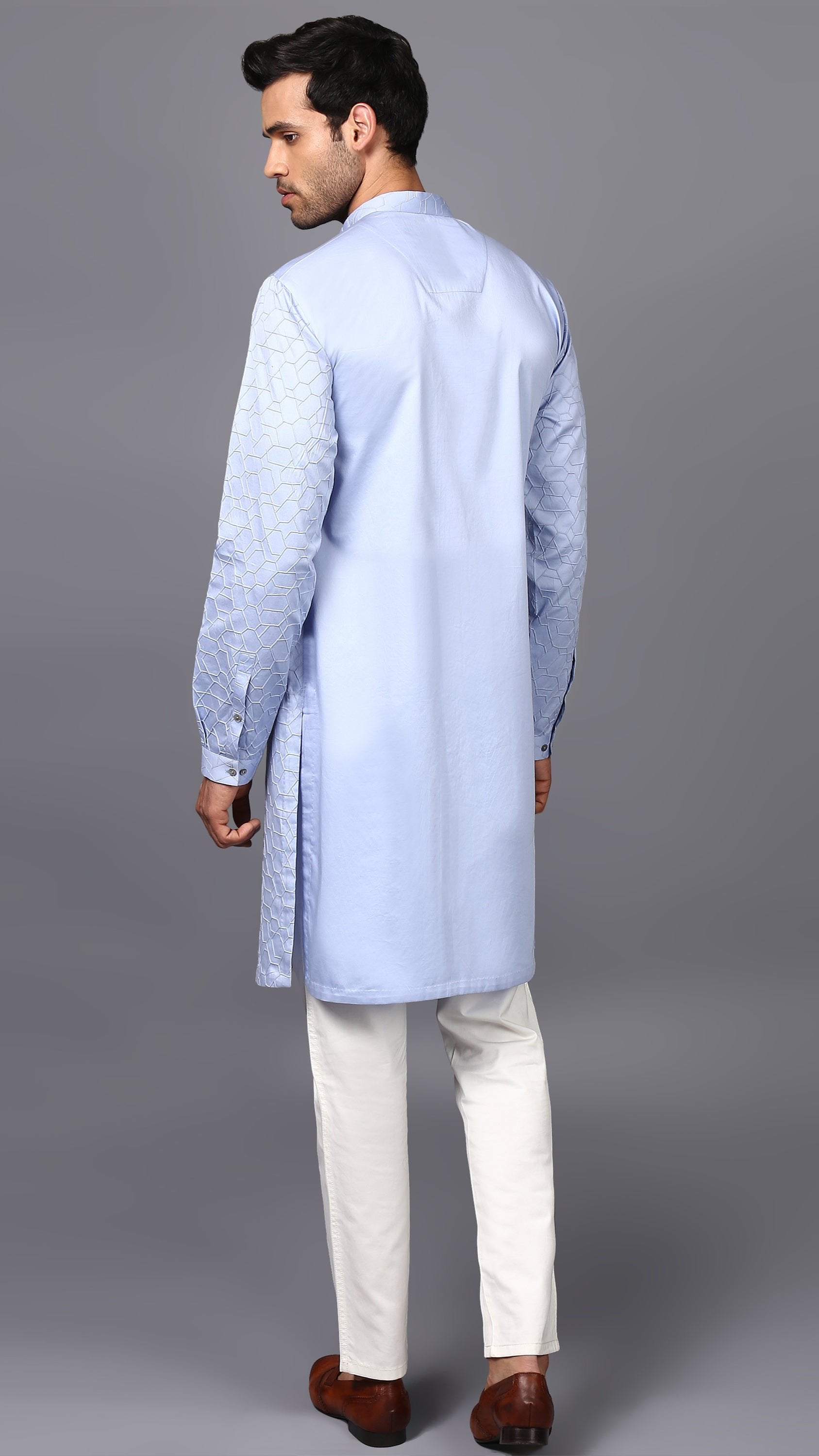 DOUBLE NEEDLE SKY KURTA