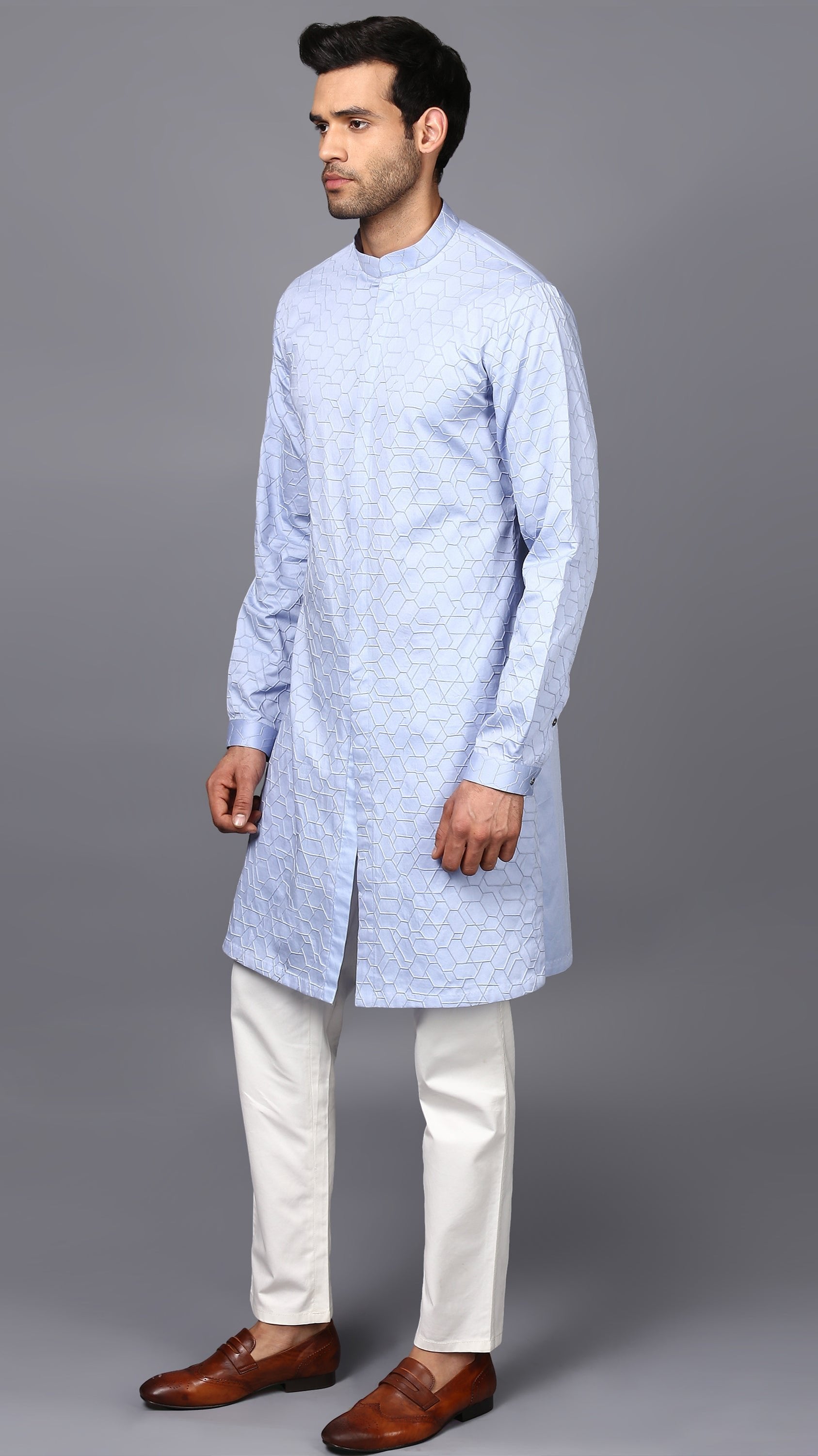 DOUBLE NEEDLE SKY KURTA