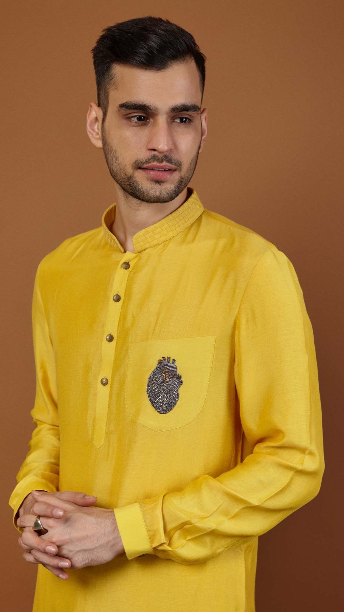 HEART KURTA IN YELLOW