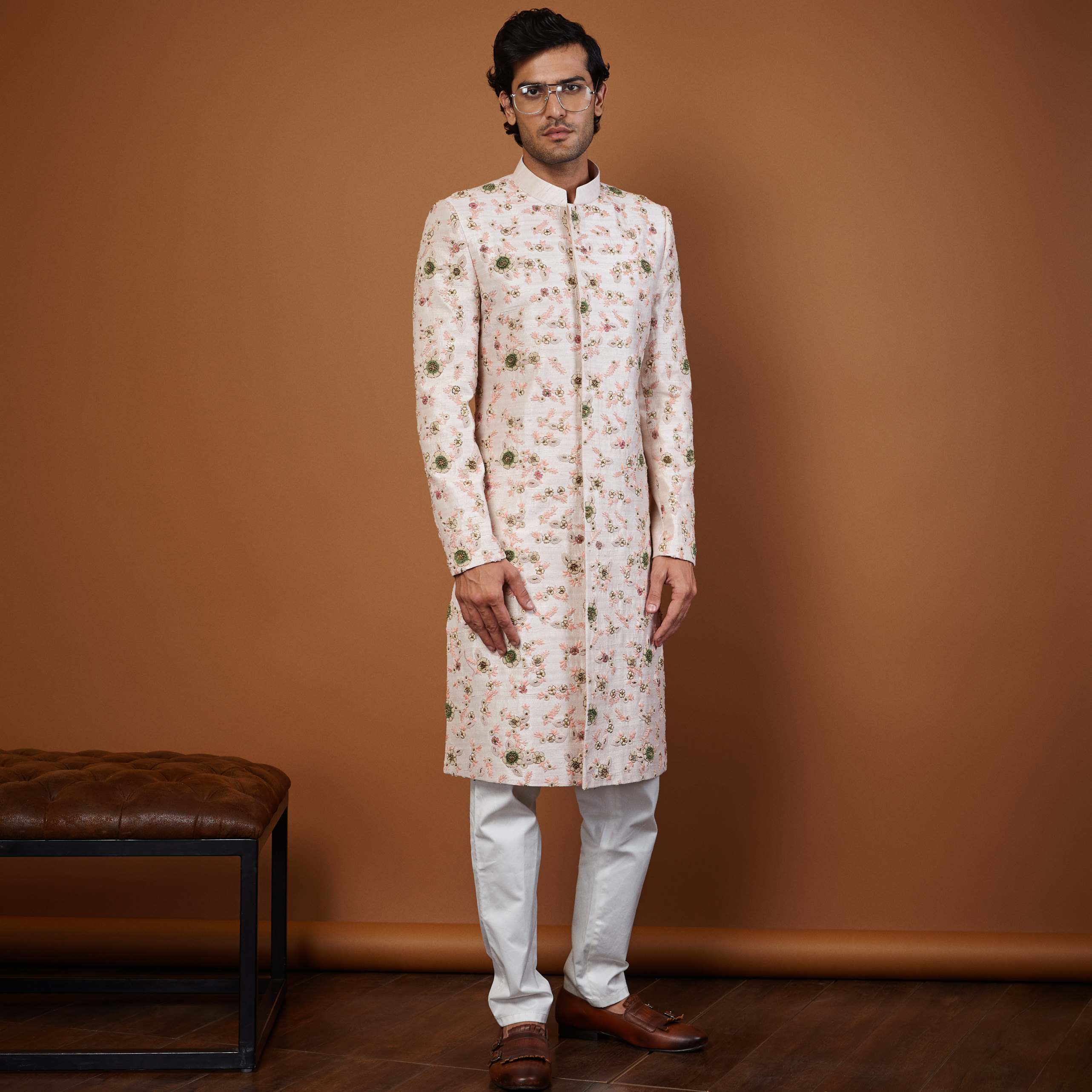 LINEAGE FRENCH-KNOT SHERWANI IN PINK