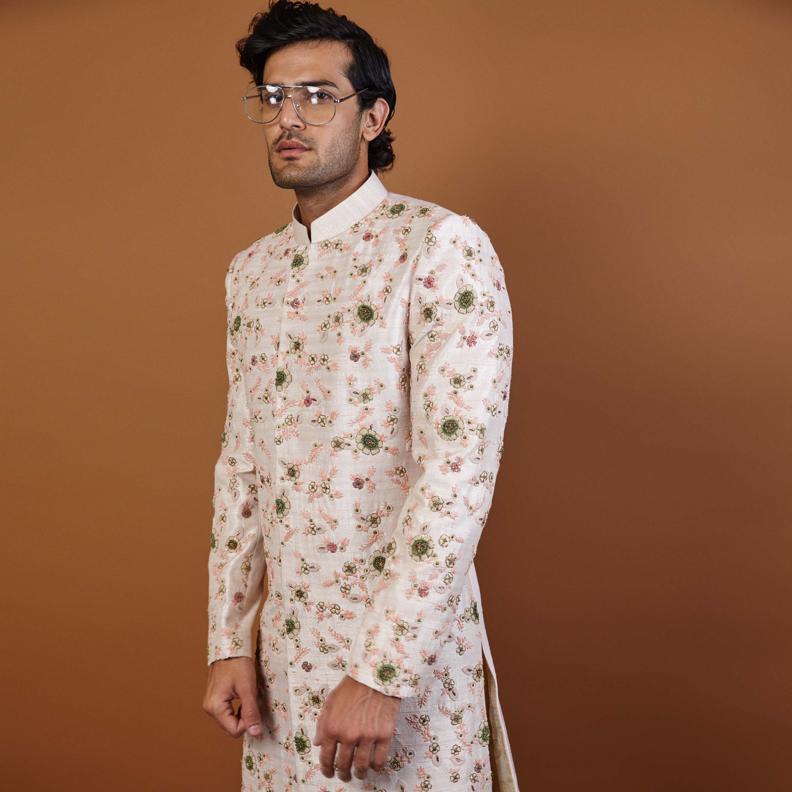 LINEAGE FRENCH-KNOT SHERWANI IN PINK