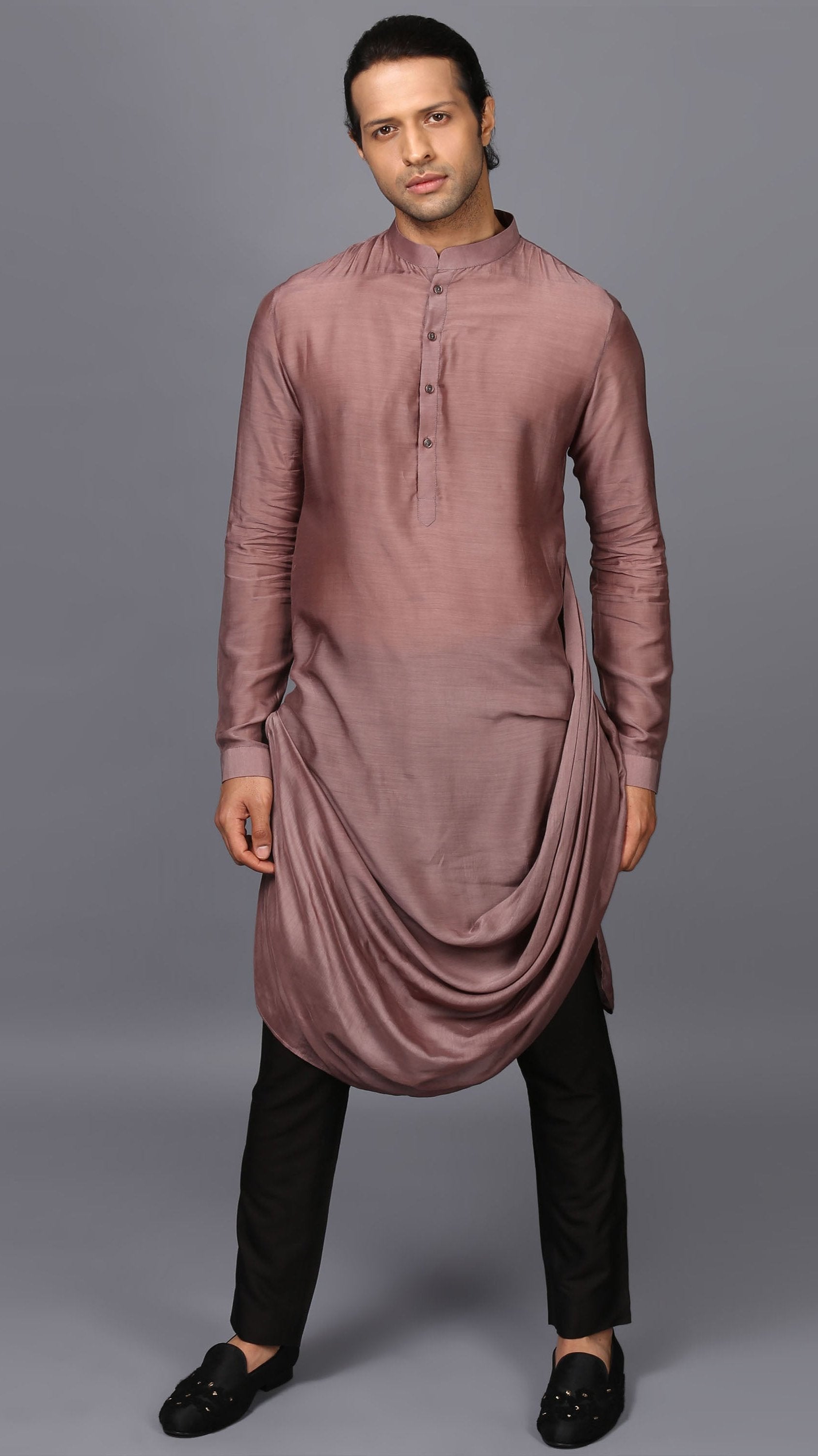 DRAPED KURTA IN NICKEL