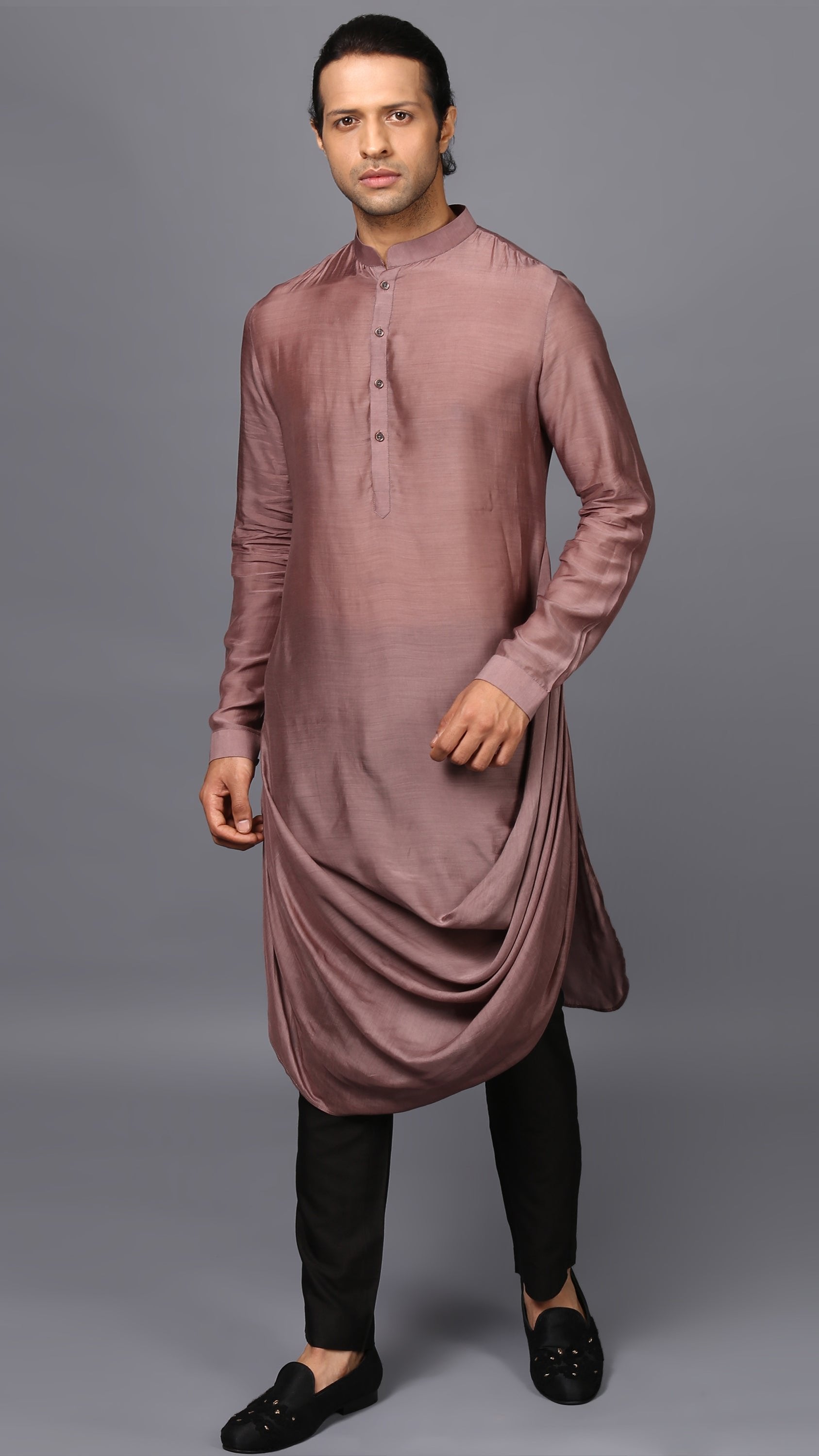 DRAPED KURTA IN NICKEL