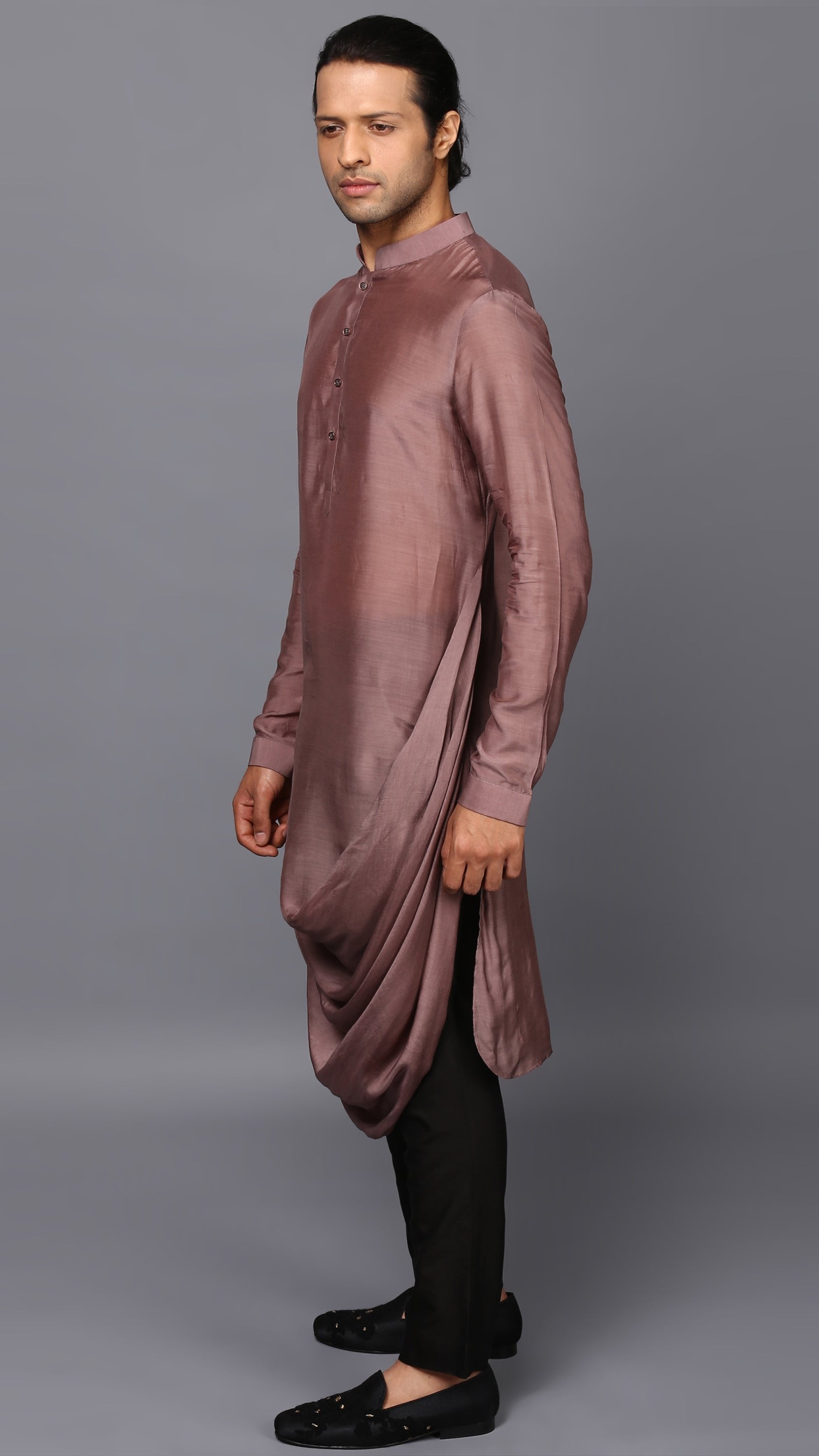 DRAPED KURTA IN NICKEL