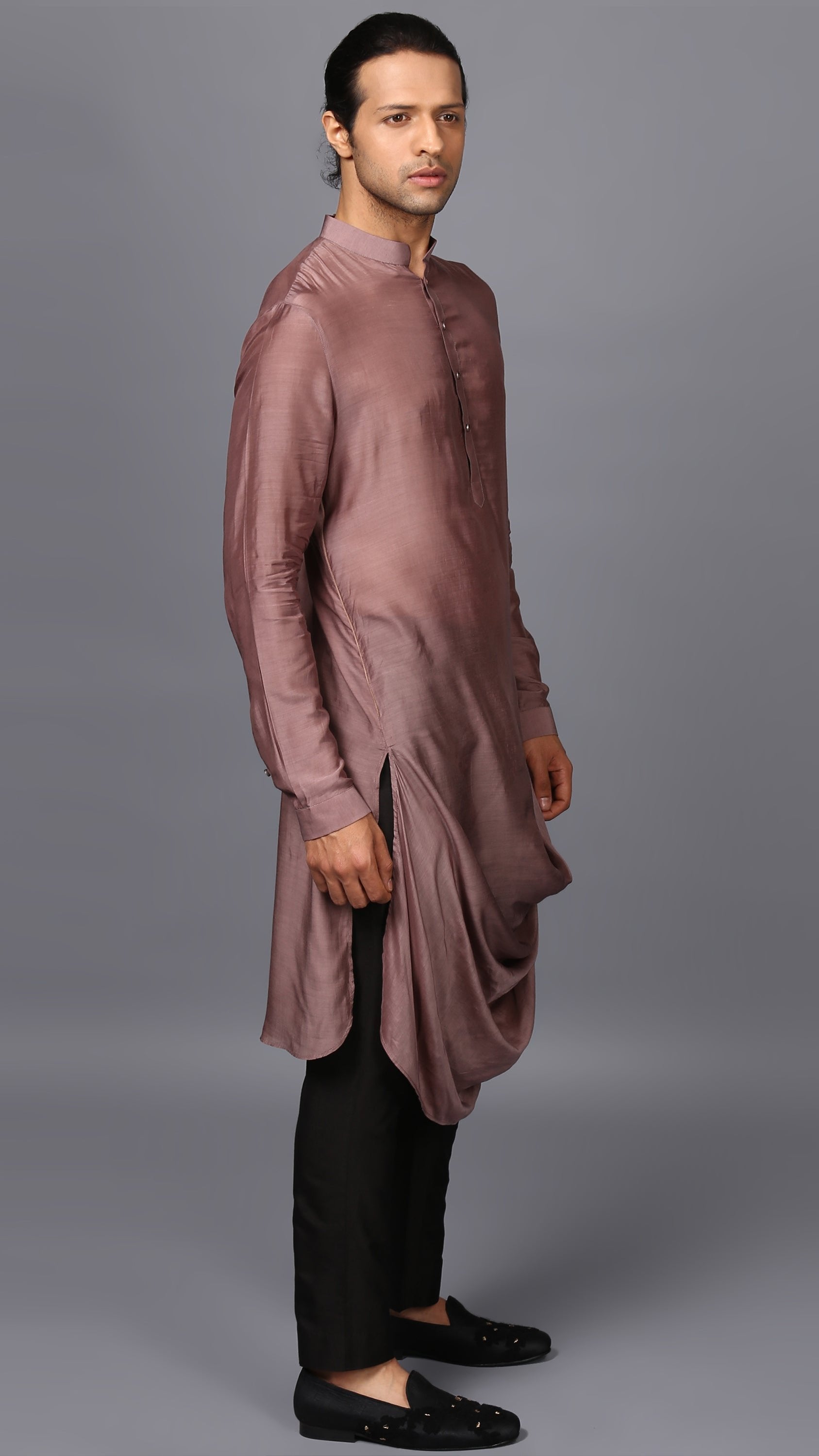 DRAPED KURTA IN NICKEL