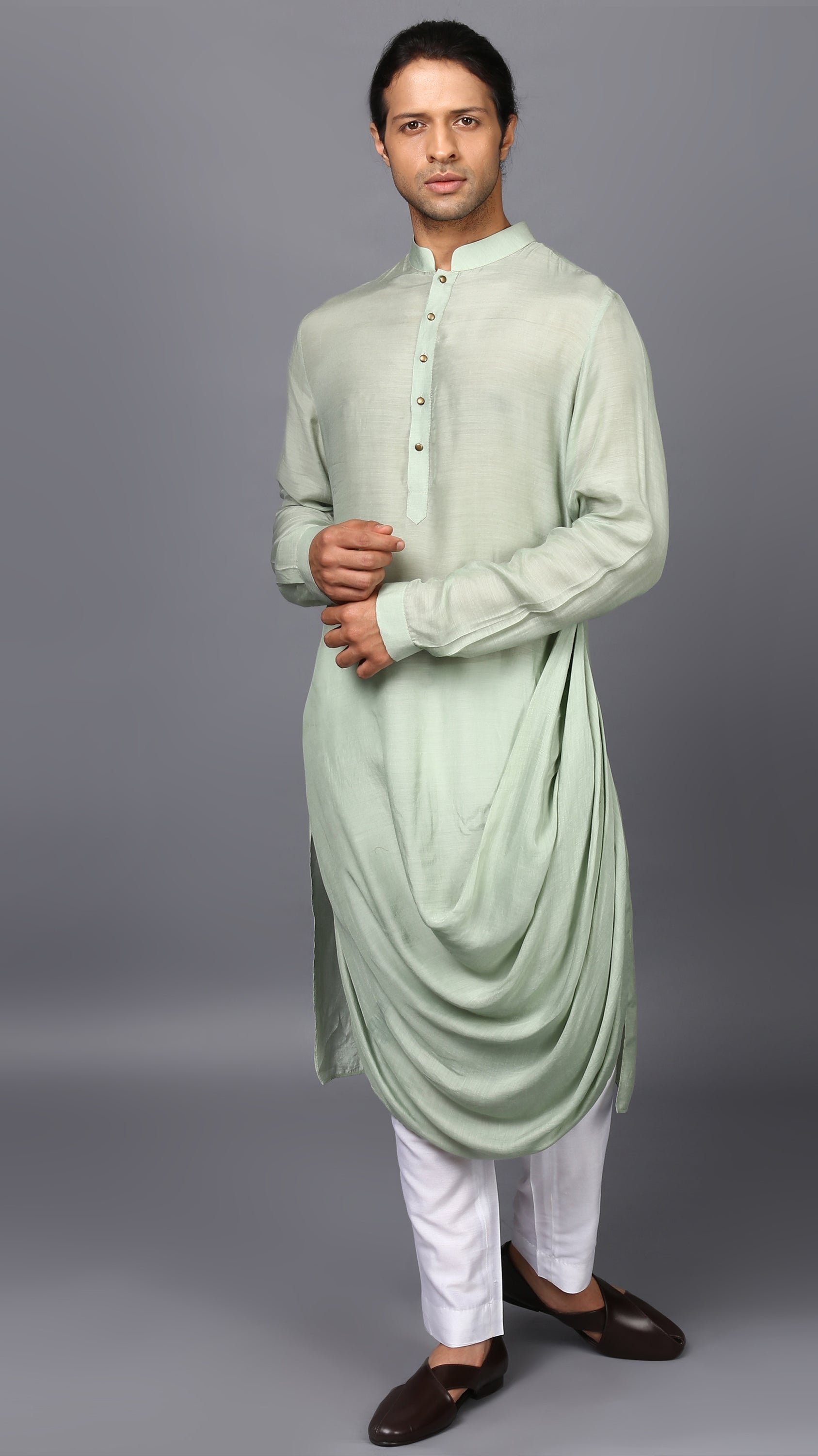 DRAPED KURTA IN MINT