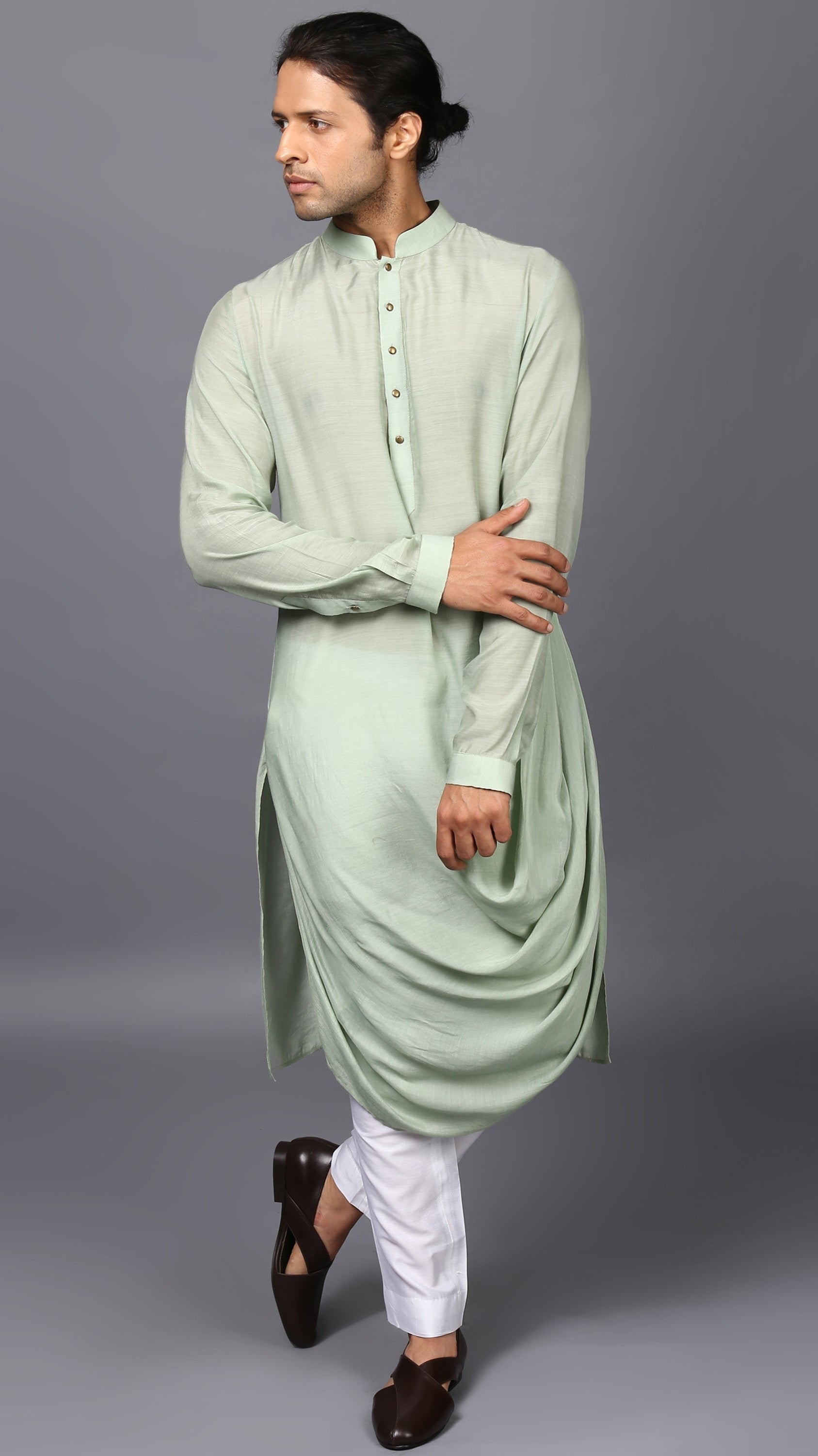 DRAPED KURTA IN MINT