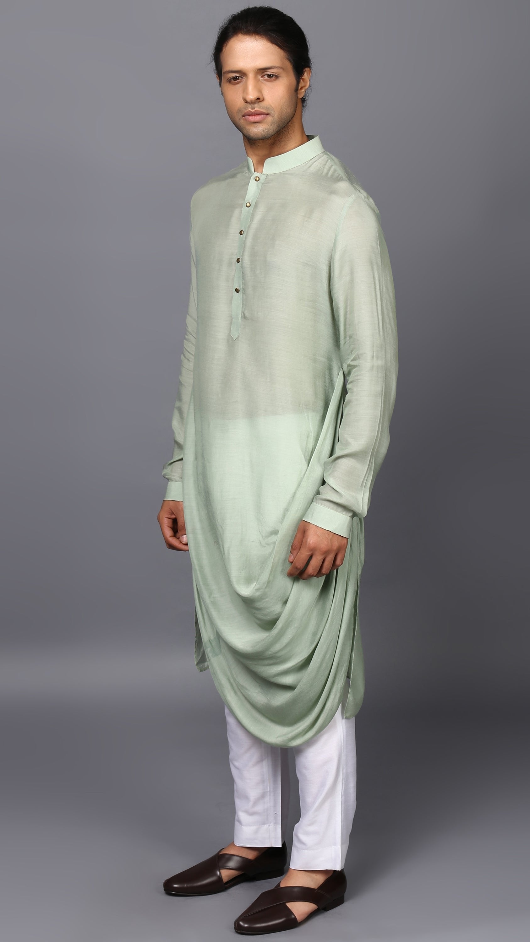 DRAPED KURTA IN MINT