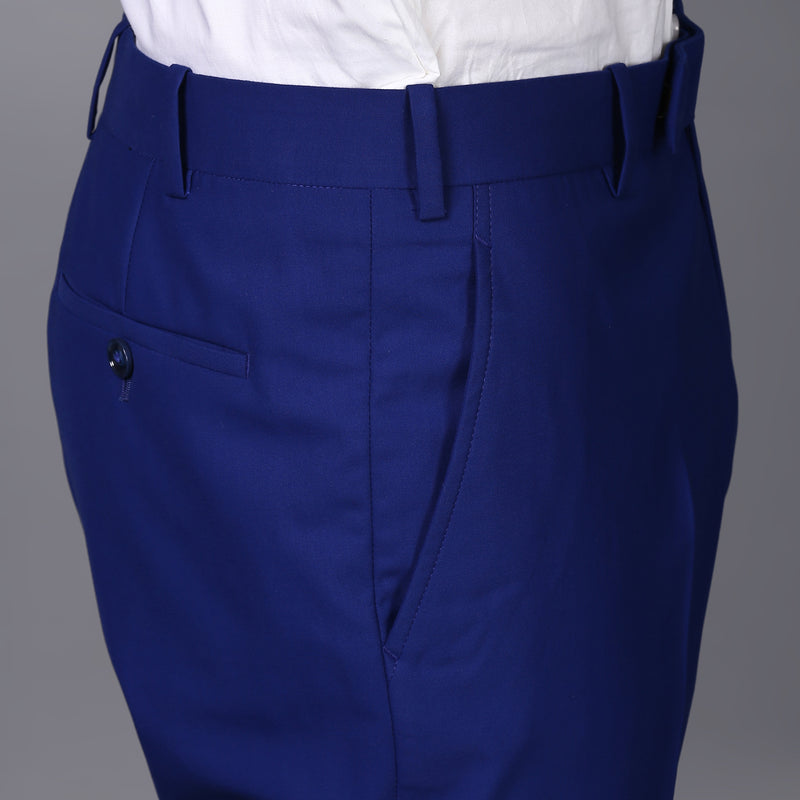 Royal Blue Textured Premium TerryRayon Pant For Men