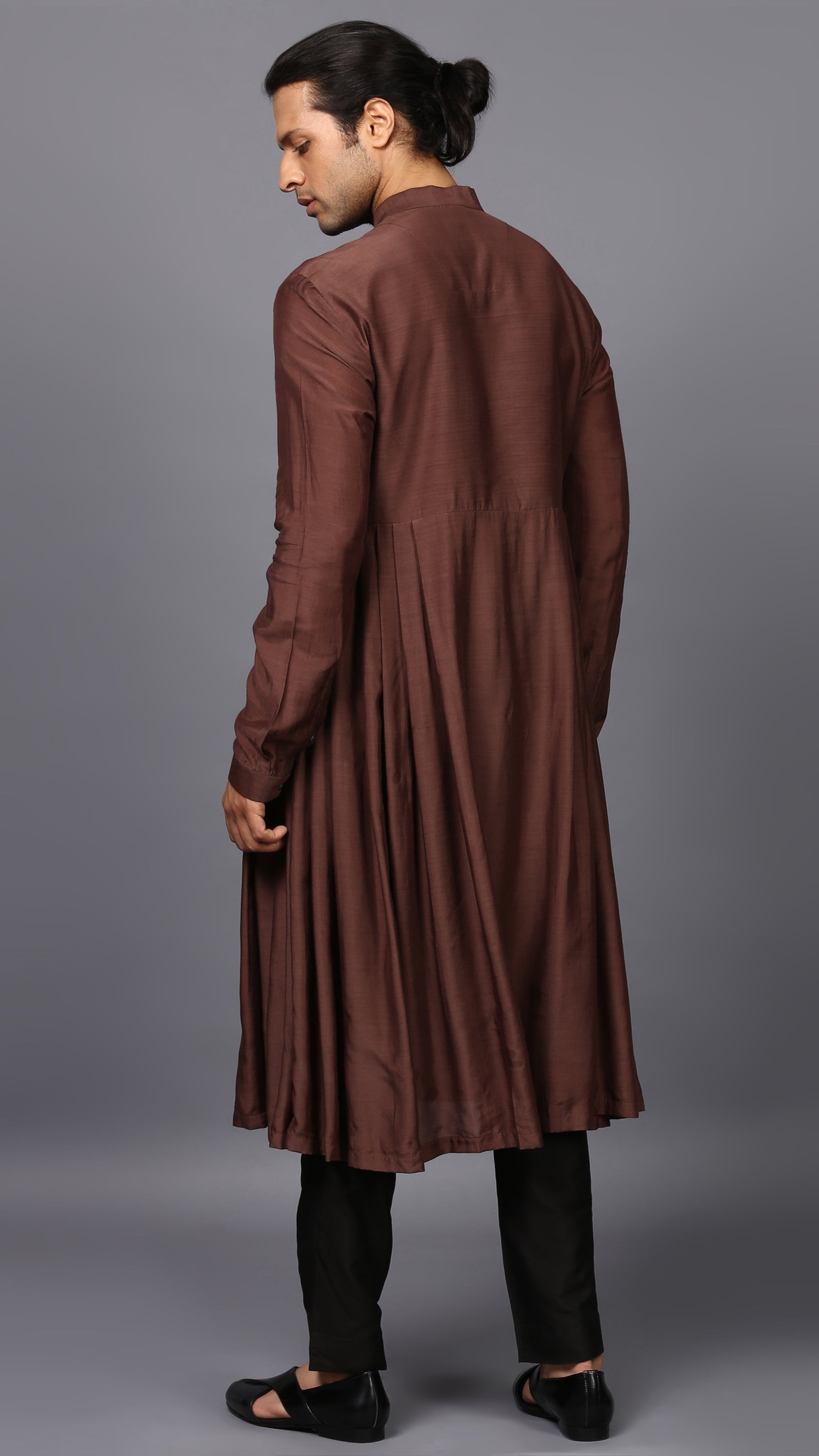 DRAPED KURTA IN BROWN