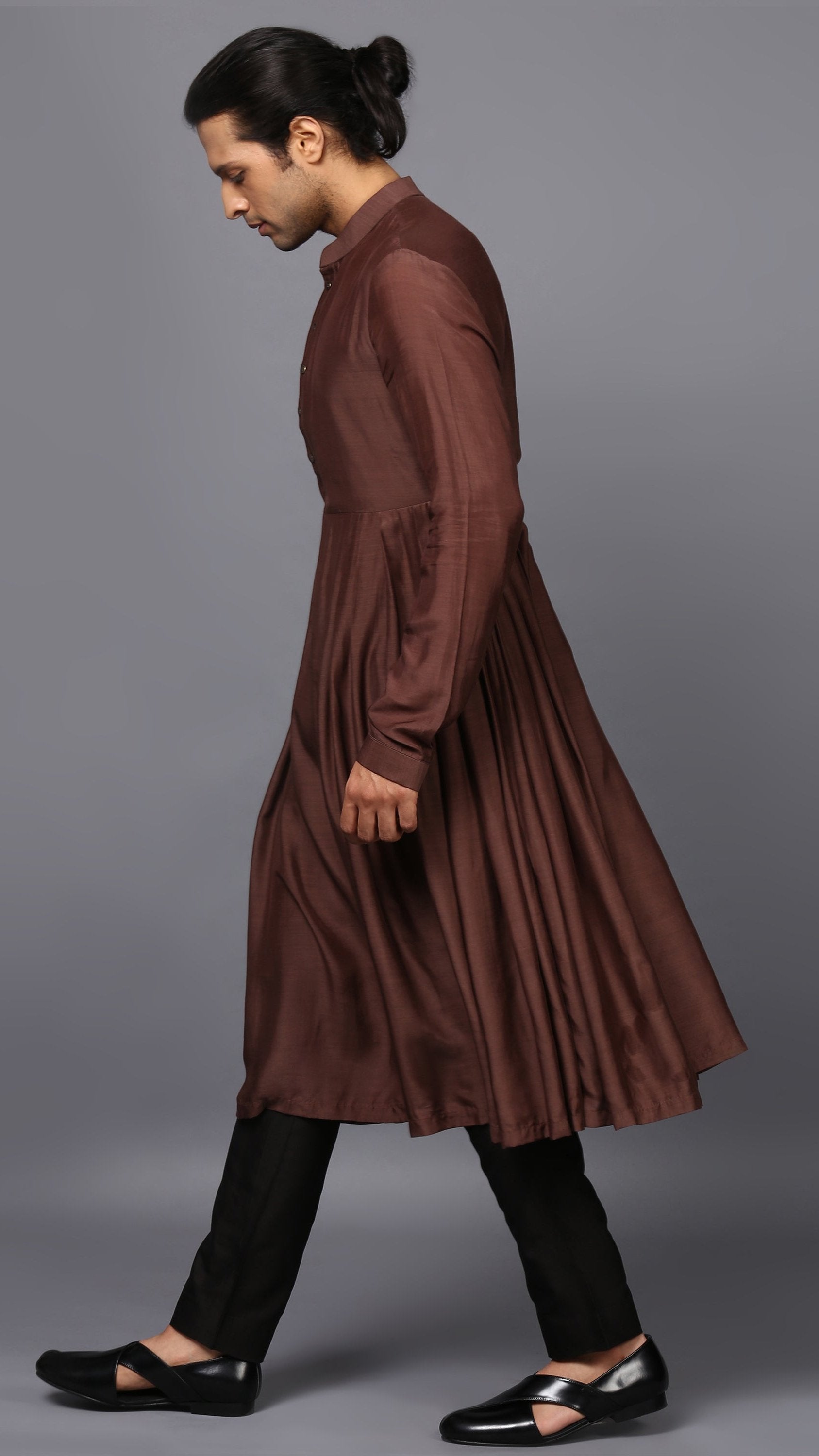 DRAPED KURTA IN BROWN