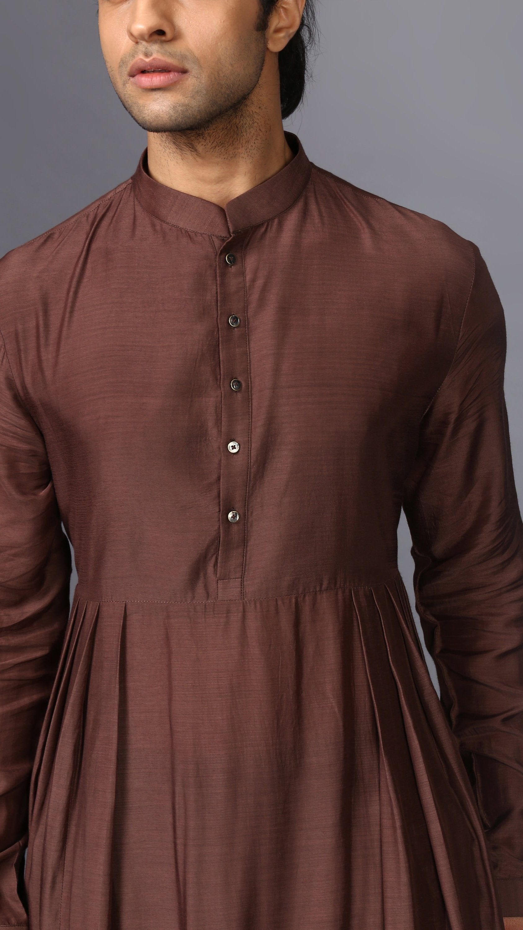 DRAPED KURTA IN BROWN