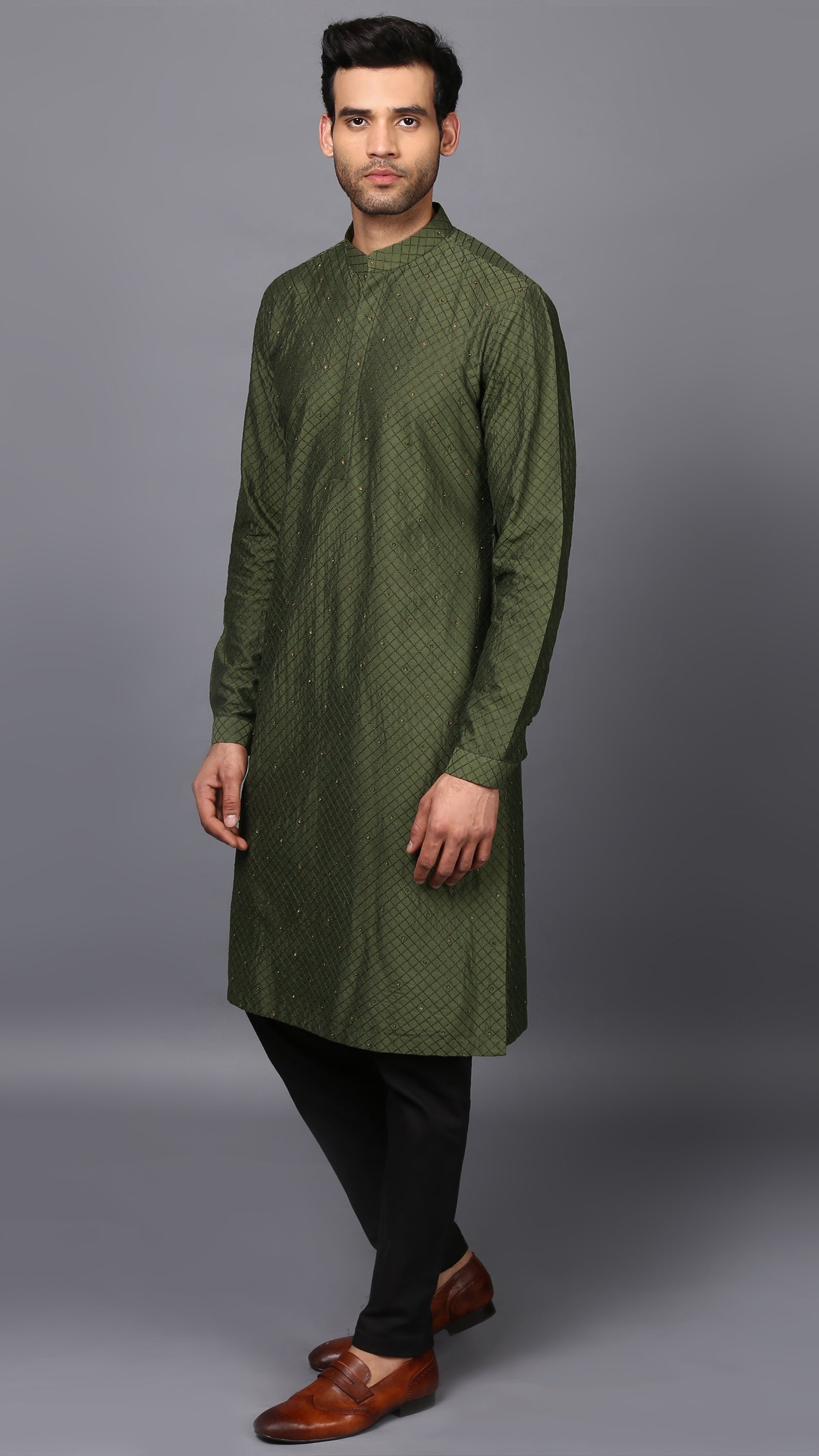 NIGHT SKY KURTA IN FESTIVE GREEN