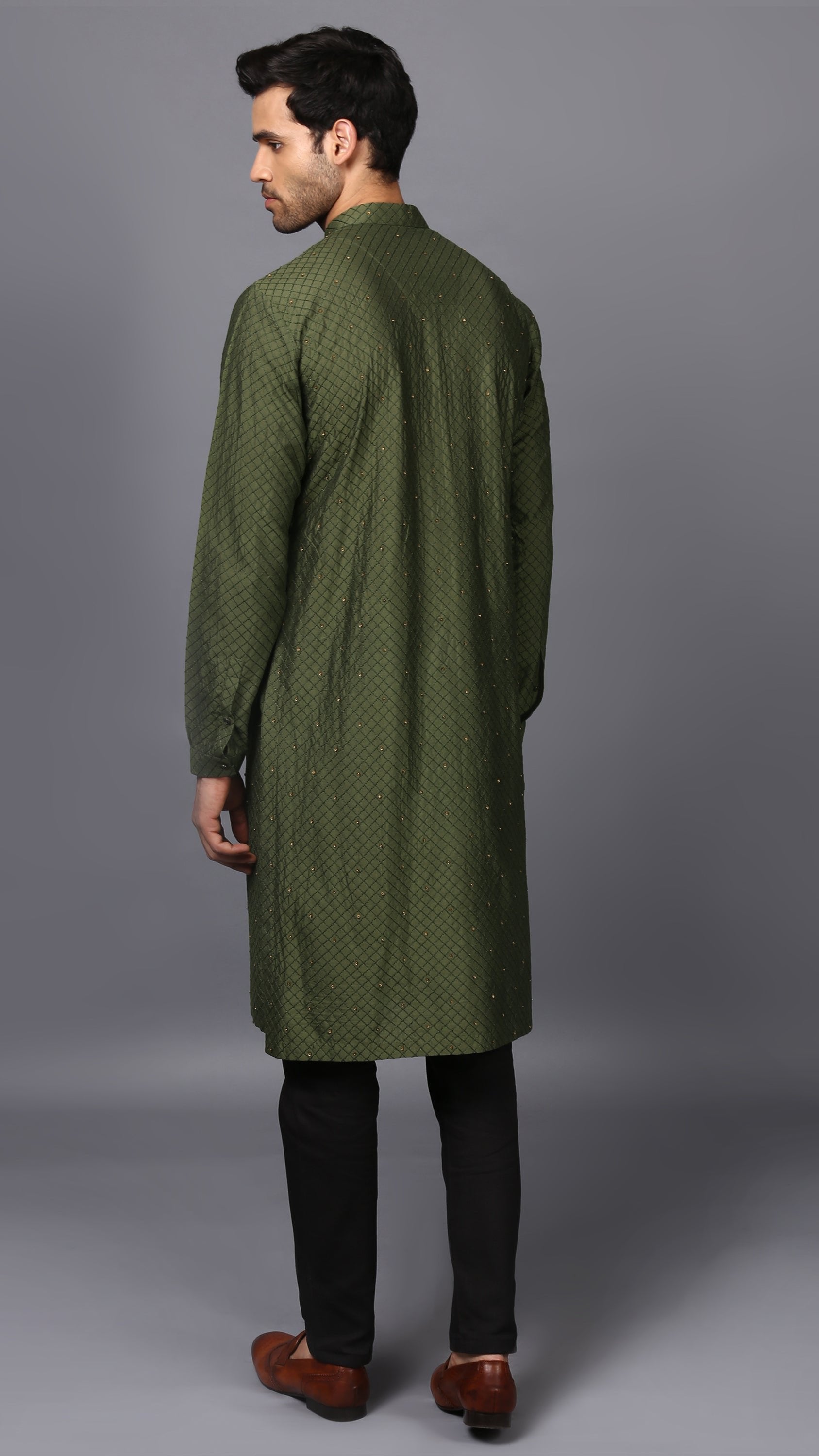 NIGHT SKY KURTA IN FESTIVE GREEN