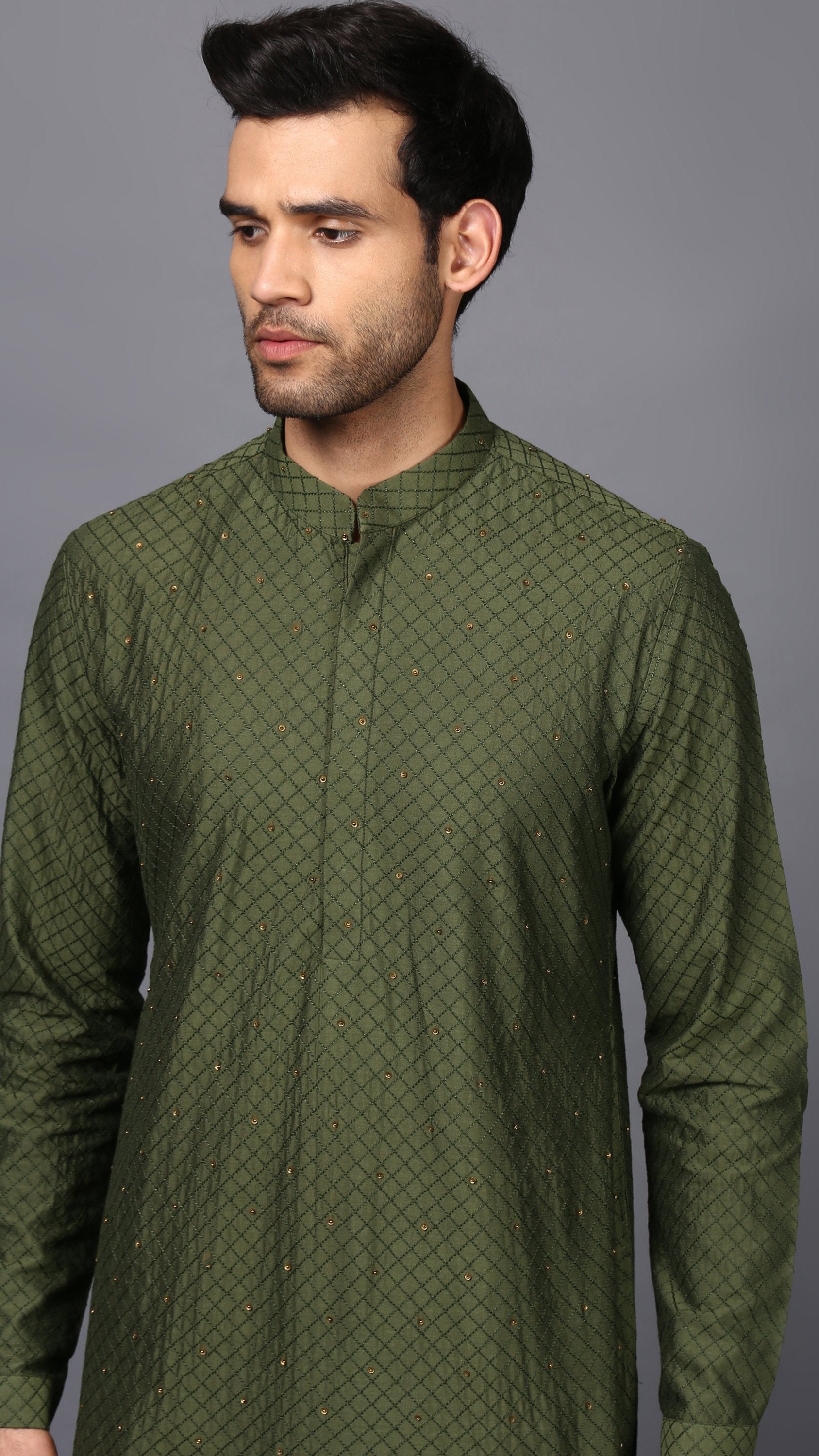 NIGHT SKY KURTA IN FESTIVE GREEN