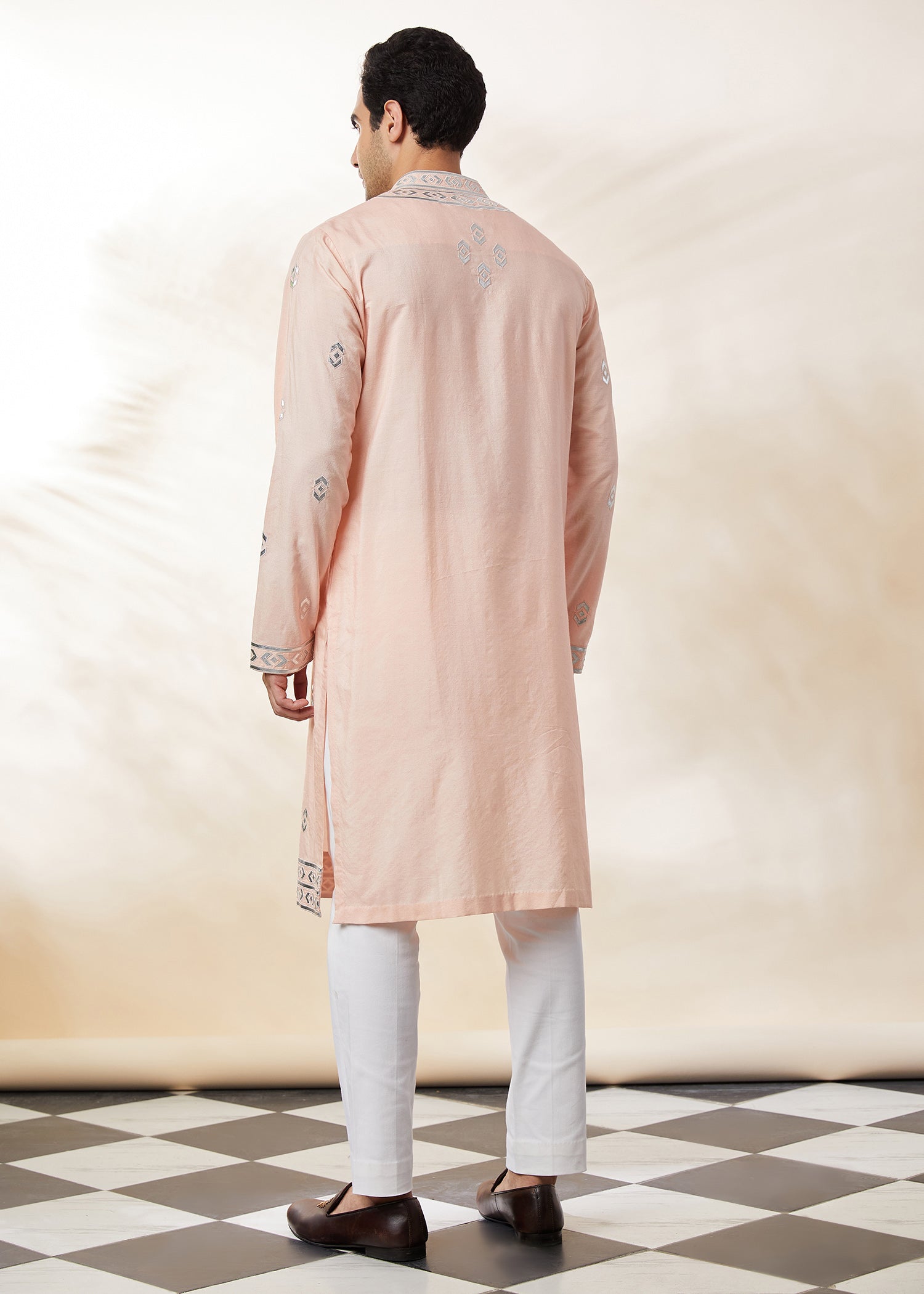 Peach Pathwork kurta