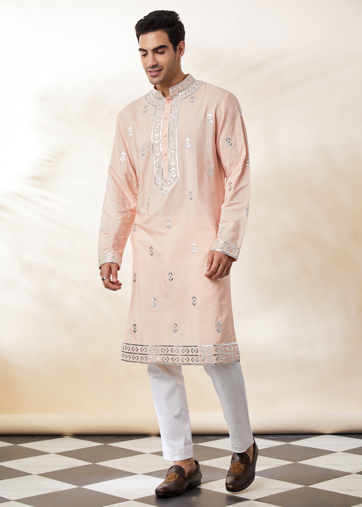 Peach Pathwork kurta