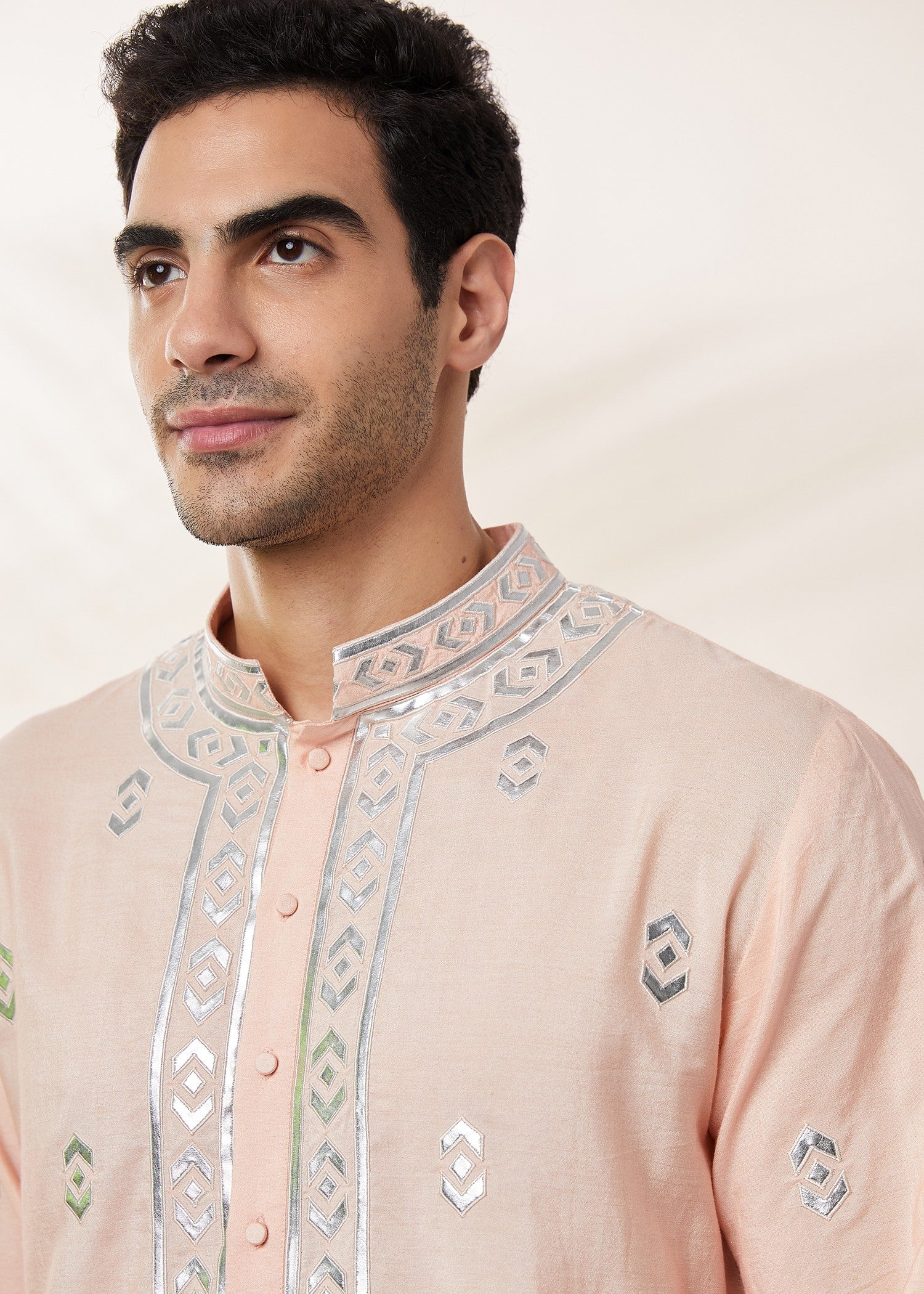 Peach Pathwork kurta