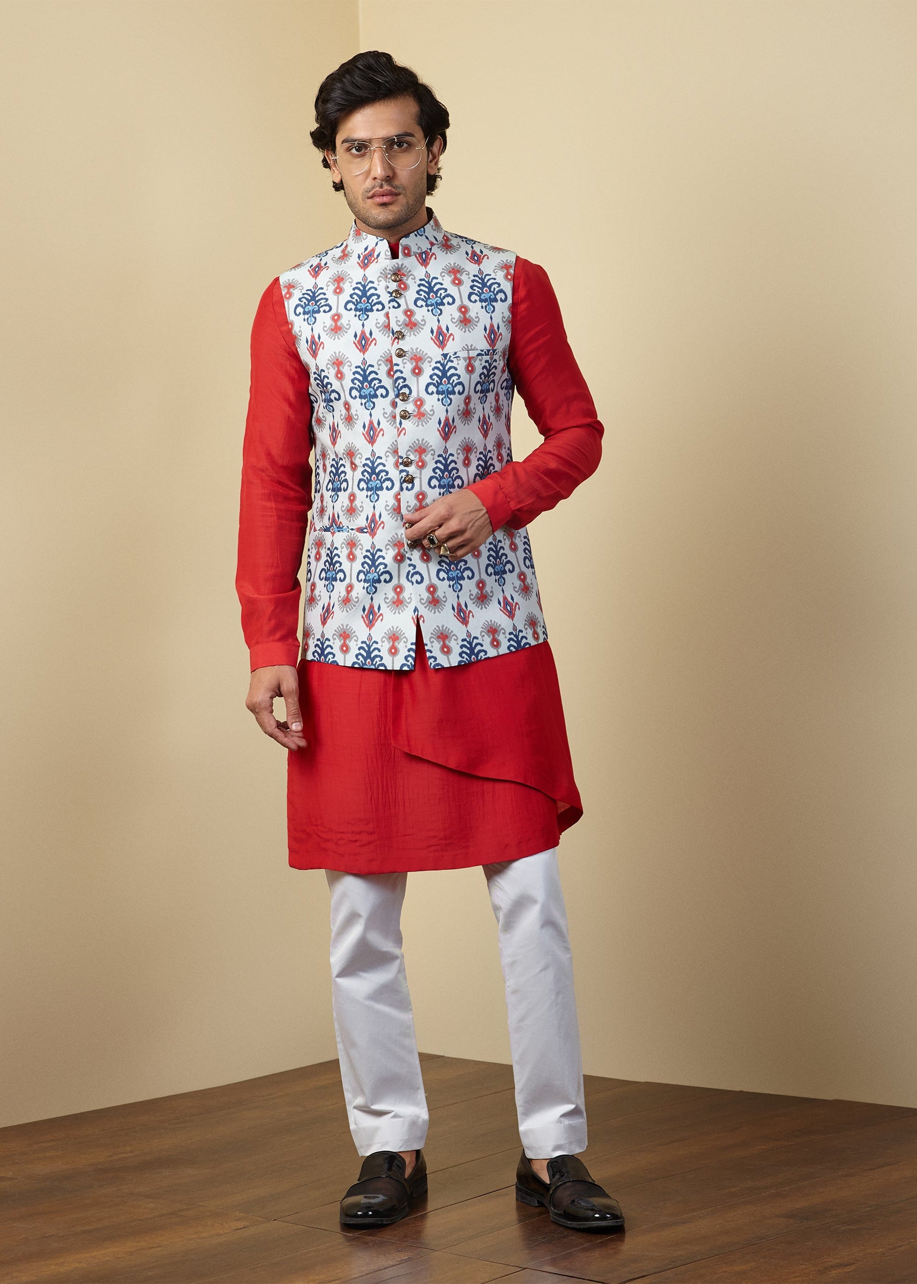 Linen Ikat Nehru Jacket